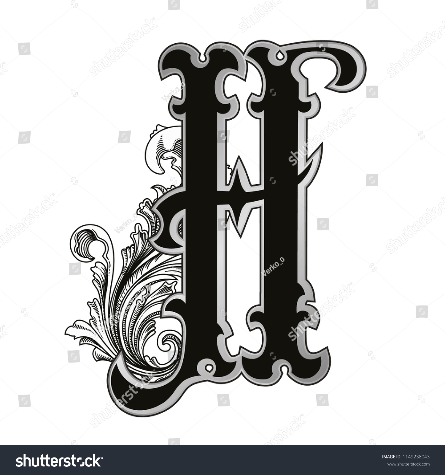 Vector Illustration Uppercase Letter H Decorations Stock Vector ...