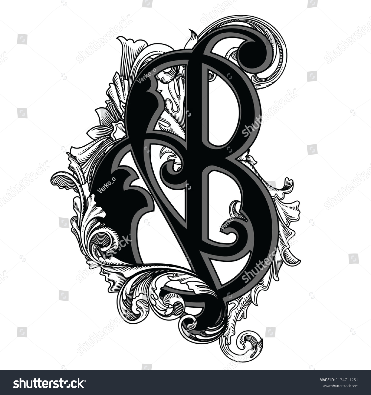 Vector Illustration Uppercase Letter Decorations Isolated Stock Vector ...