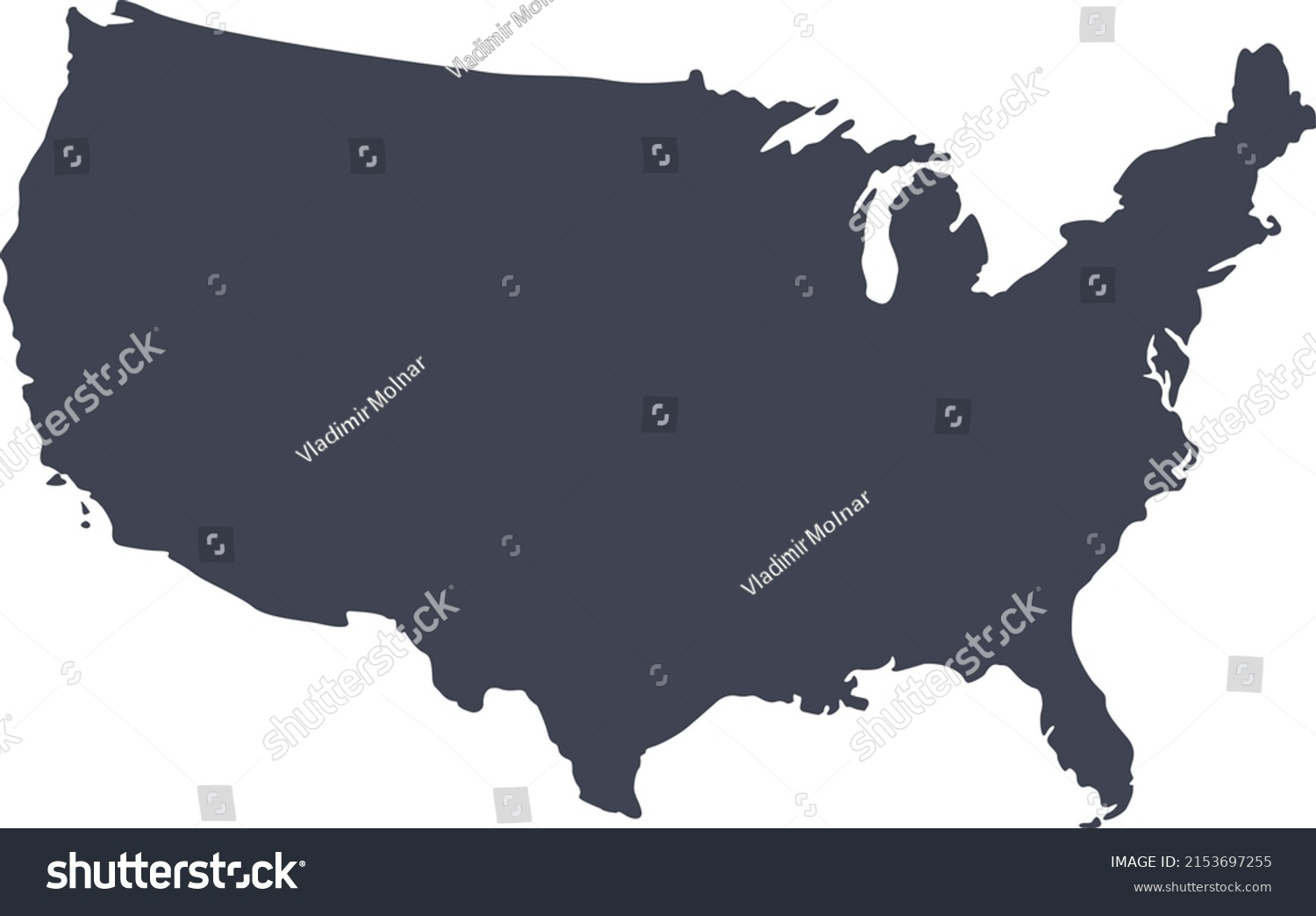 Vector Illustration Usa Map Stock Vector (Royalty Free) 2153697255 ...