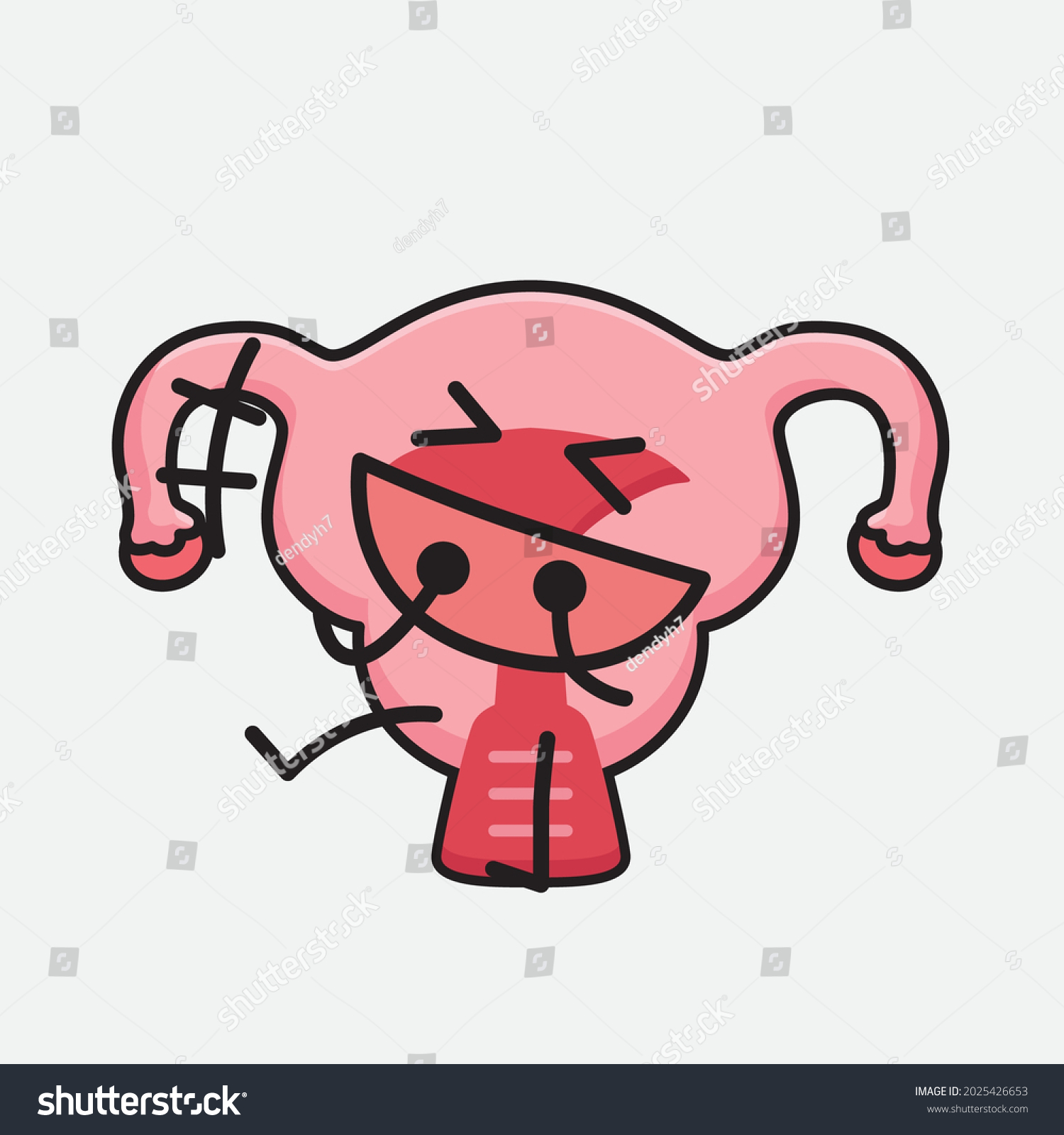 Vector Illustration Uterus Character Cute Face Stock Vector (Royalty ...