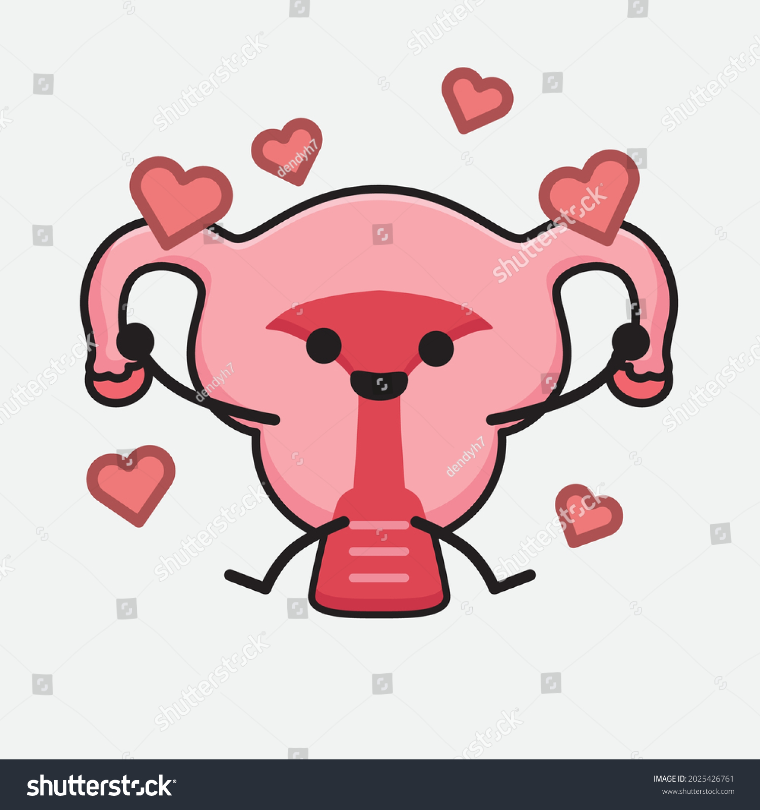 Vector Illustration Uterus Character Cute Face Stock Vector (Royalty ...