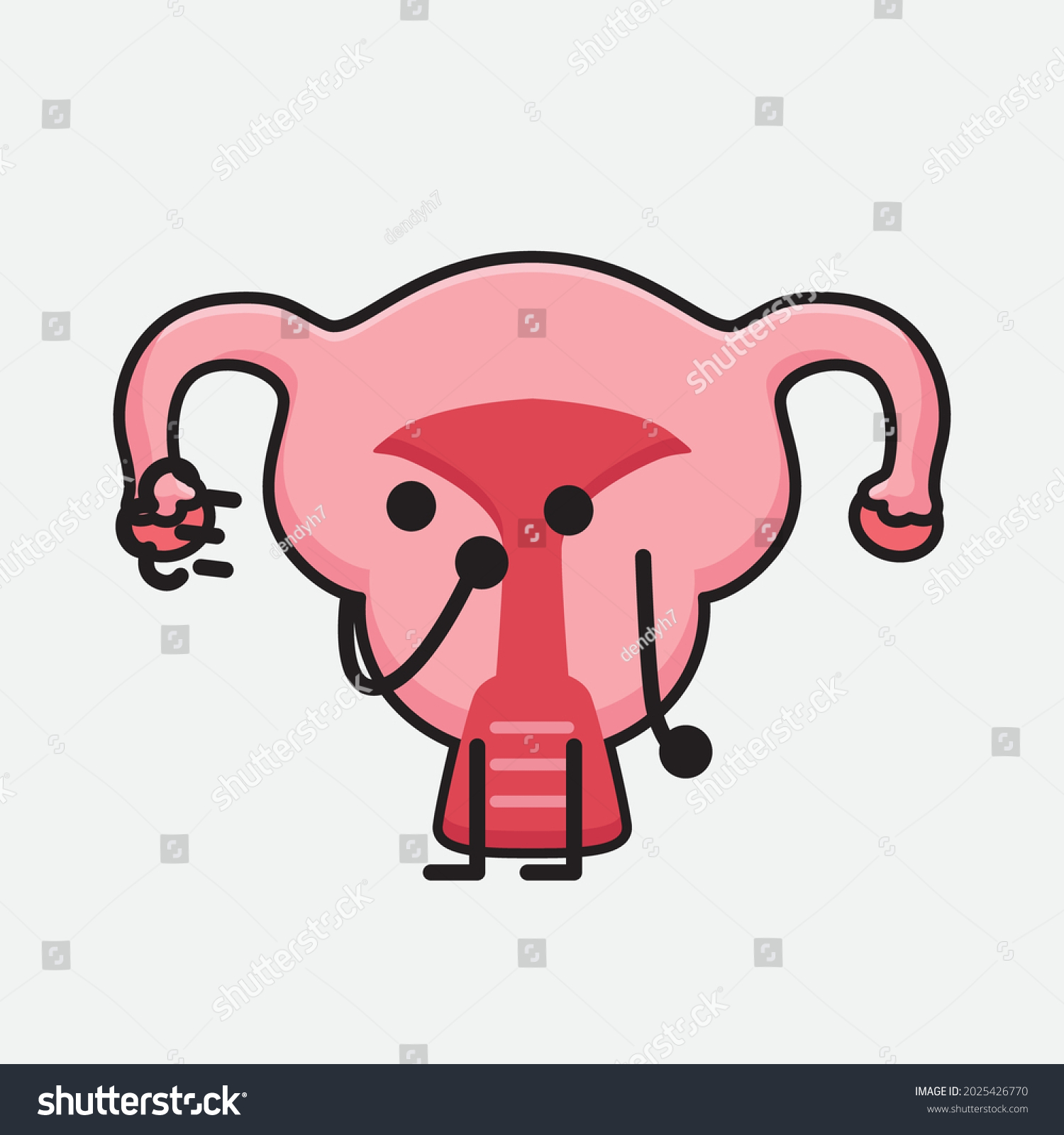 Vector Illustration Uterus Character Cute Face Stock Vector (Royalty ...