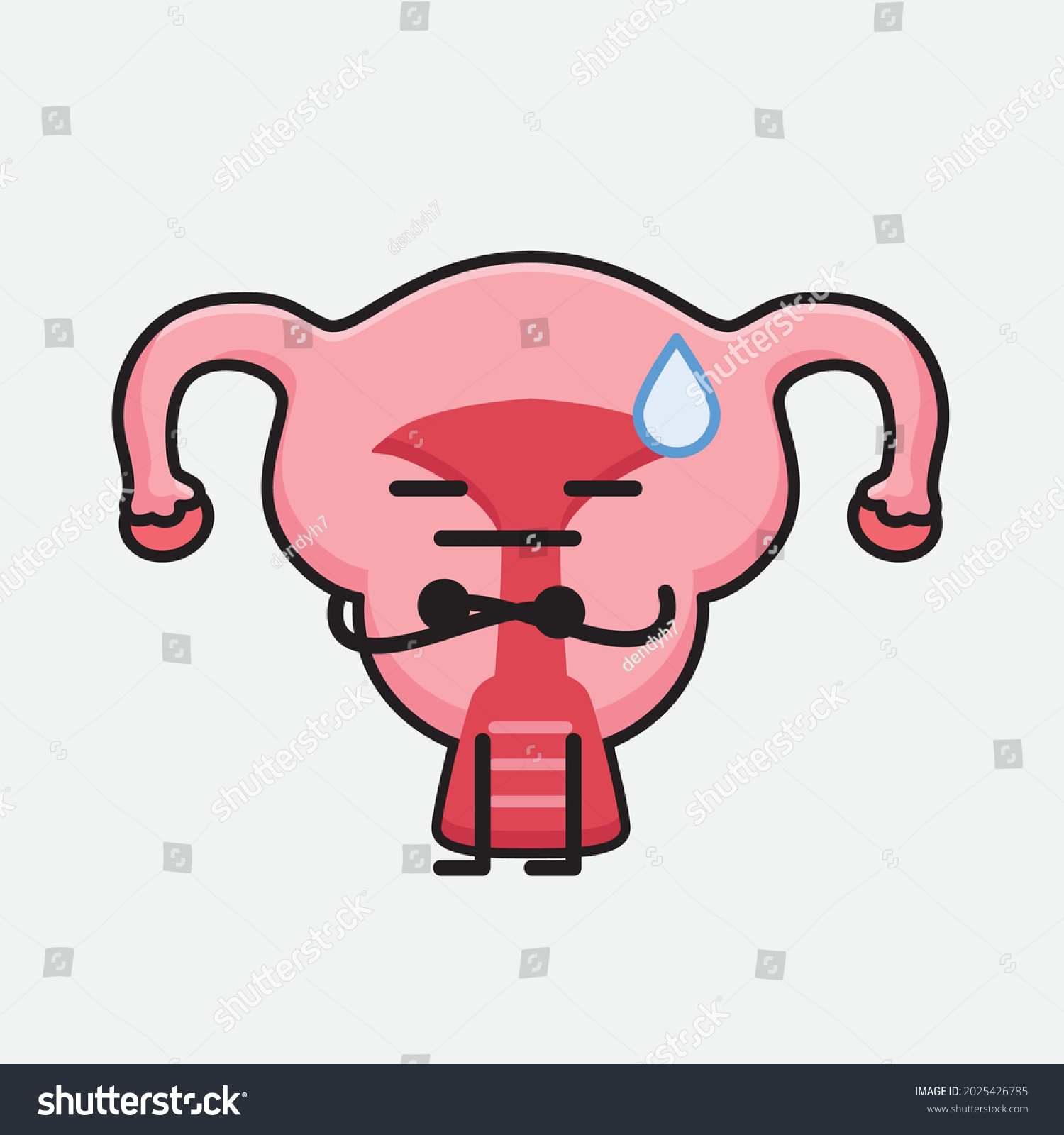 Vector Illustration Uterus Character Cute Face Stock Vector (Royalty ...