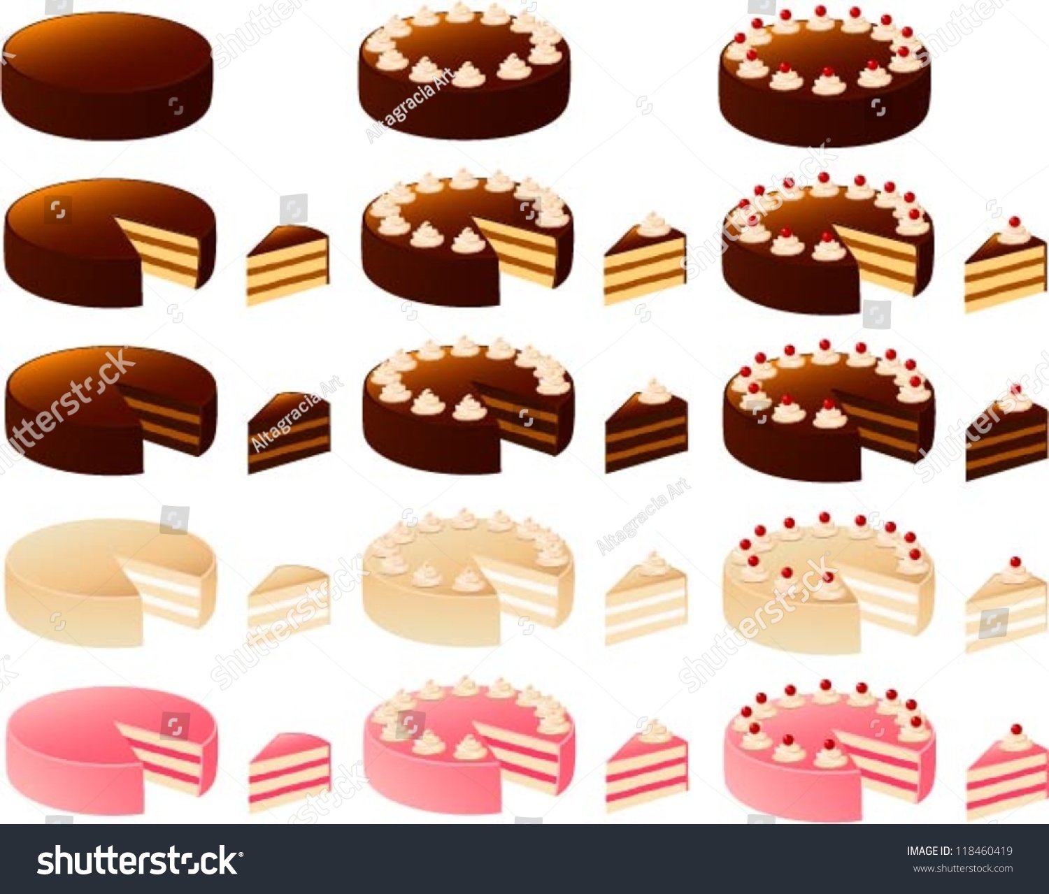 SVG of Vector illustration of various cakes. svg