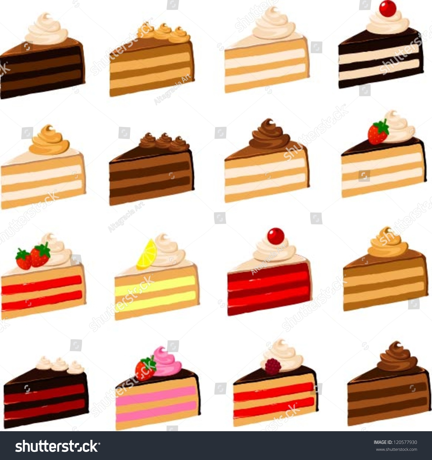 SVG of Vector illustration of various slices of cake. svg