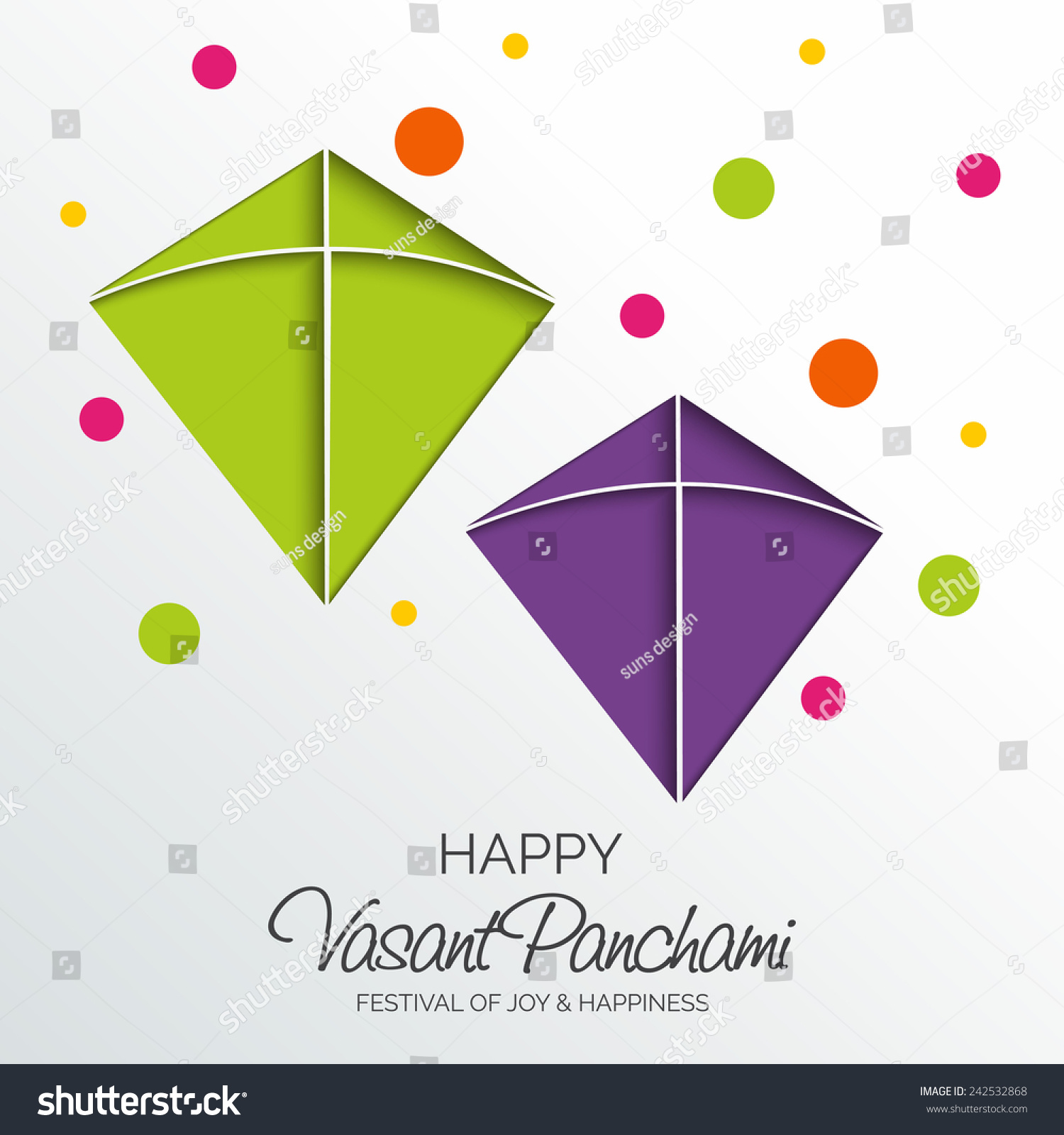 Vector Illustration Vasant Panchami Colorful Kites Stock Vector Royalty Free