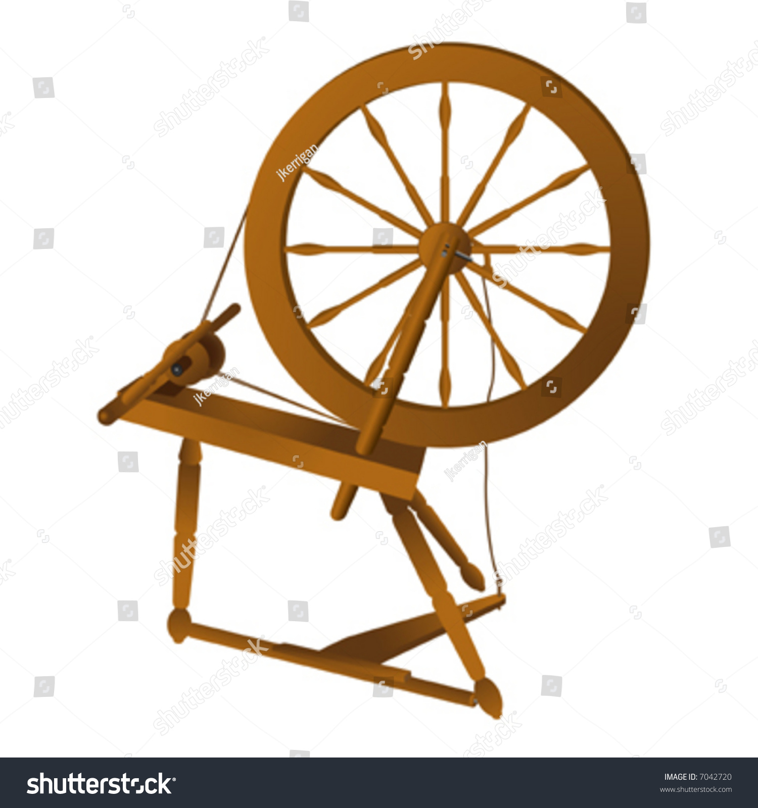 Vector Illustration Of Vintage Wooden Spinning Wheel. - 7042720 ...