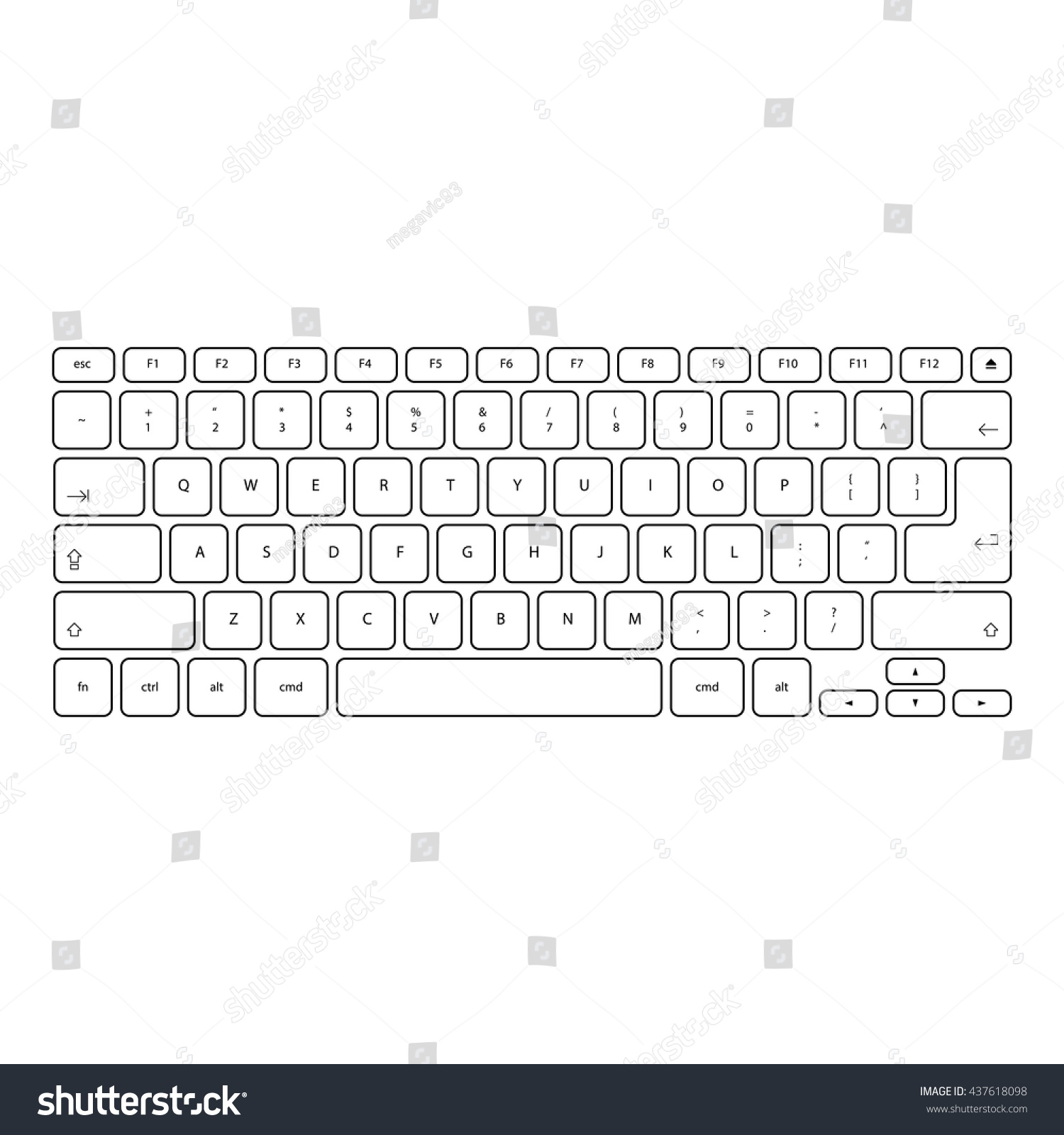 Vector Illustration Virtual Keyboard Outline Style Stock Vector ...