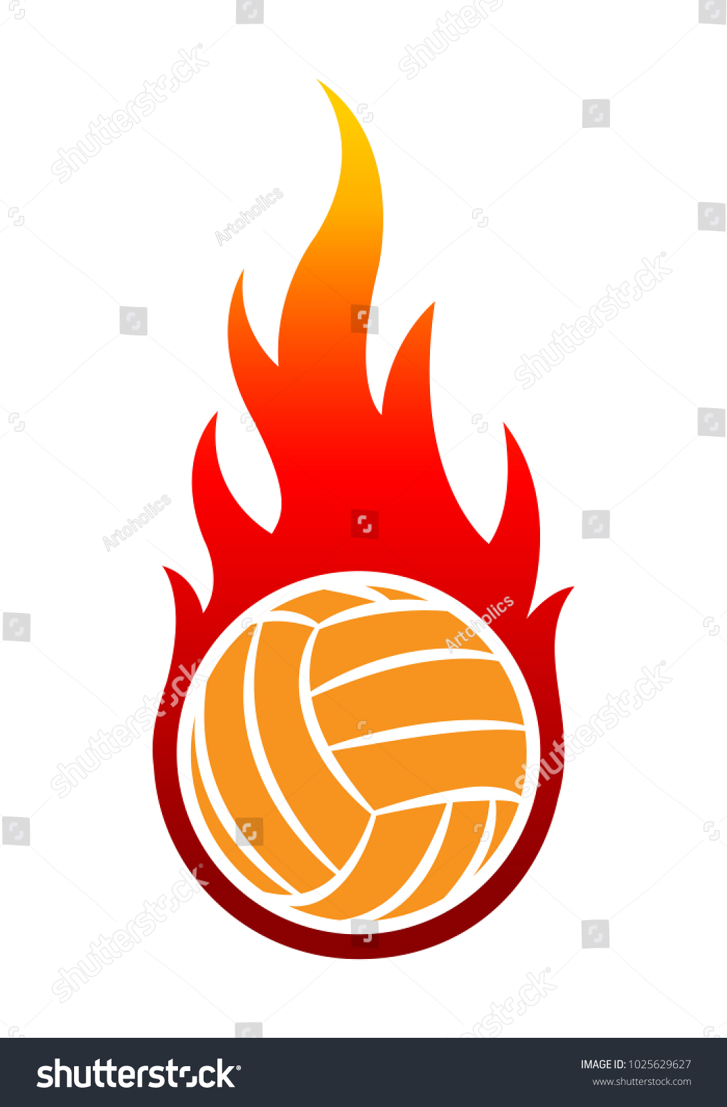 Vector Illustration Volleyball Ball Simple Flame Stock Vector (Royalty ...