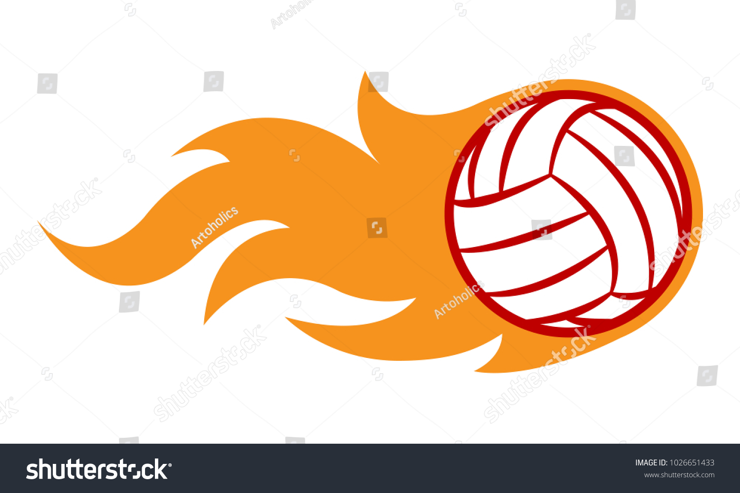 Vector Illustration Volleyball Ball Simple Flame Stock Vector (Royalty ...