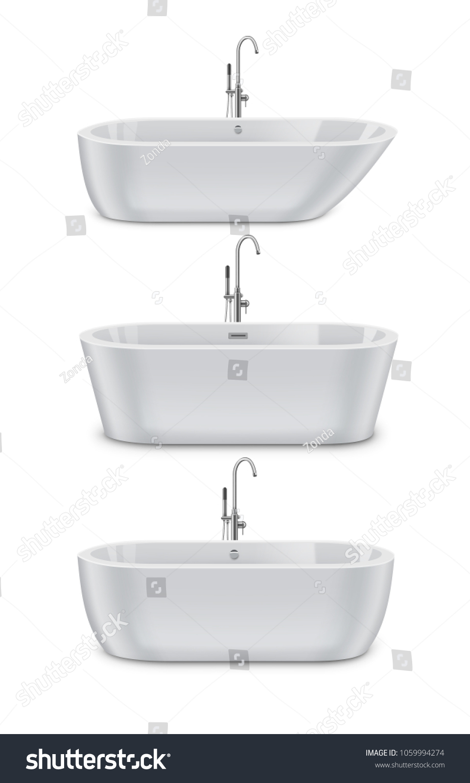 Vector Illustration White Modern Bathtubs Different Stock Vector ...