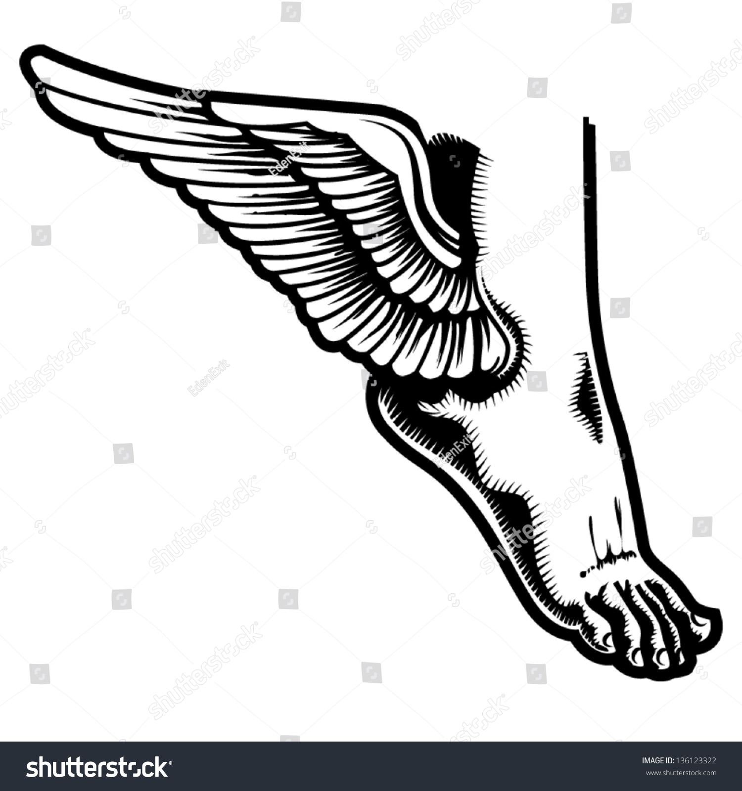 Vector Illustration Of Winged Foot - 136123322 : Shutterstock