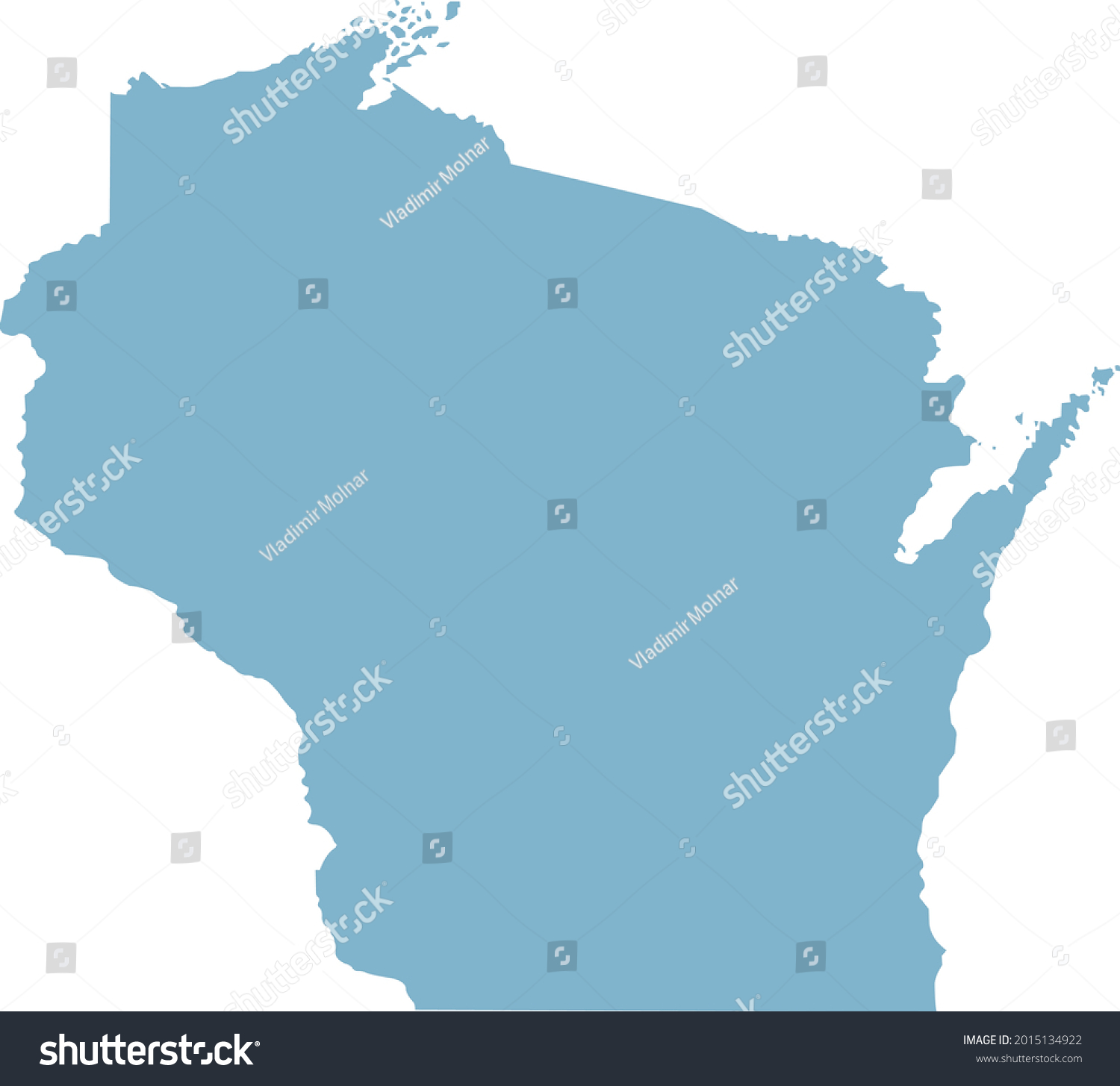 Vector Illustration Wisconsin Map Stock Vector Royalty Free 2015134922