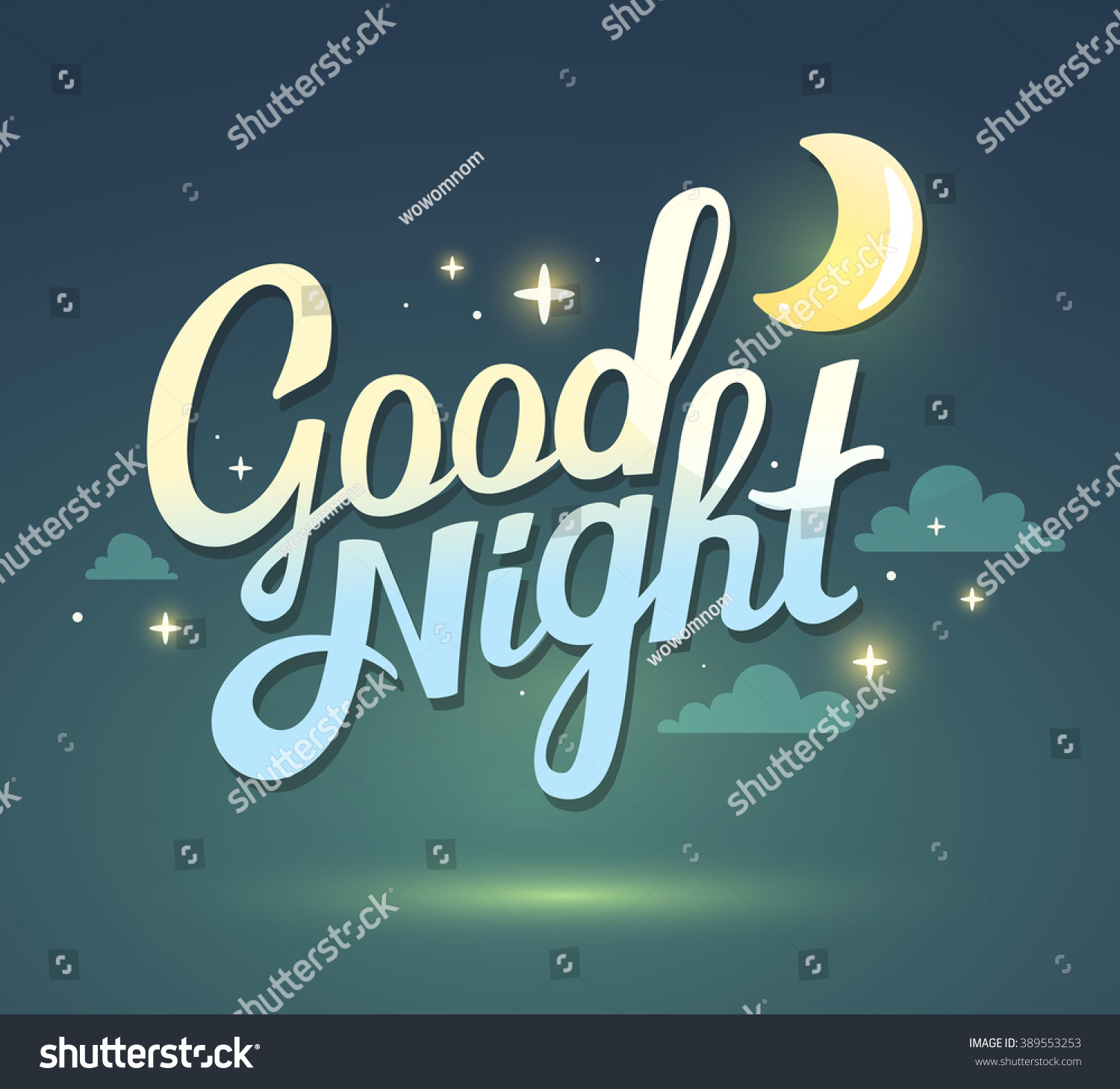 Vector Illustration Wish Good Night On Stock Vector 389553253 ...