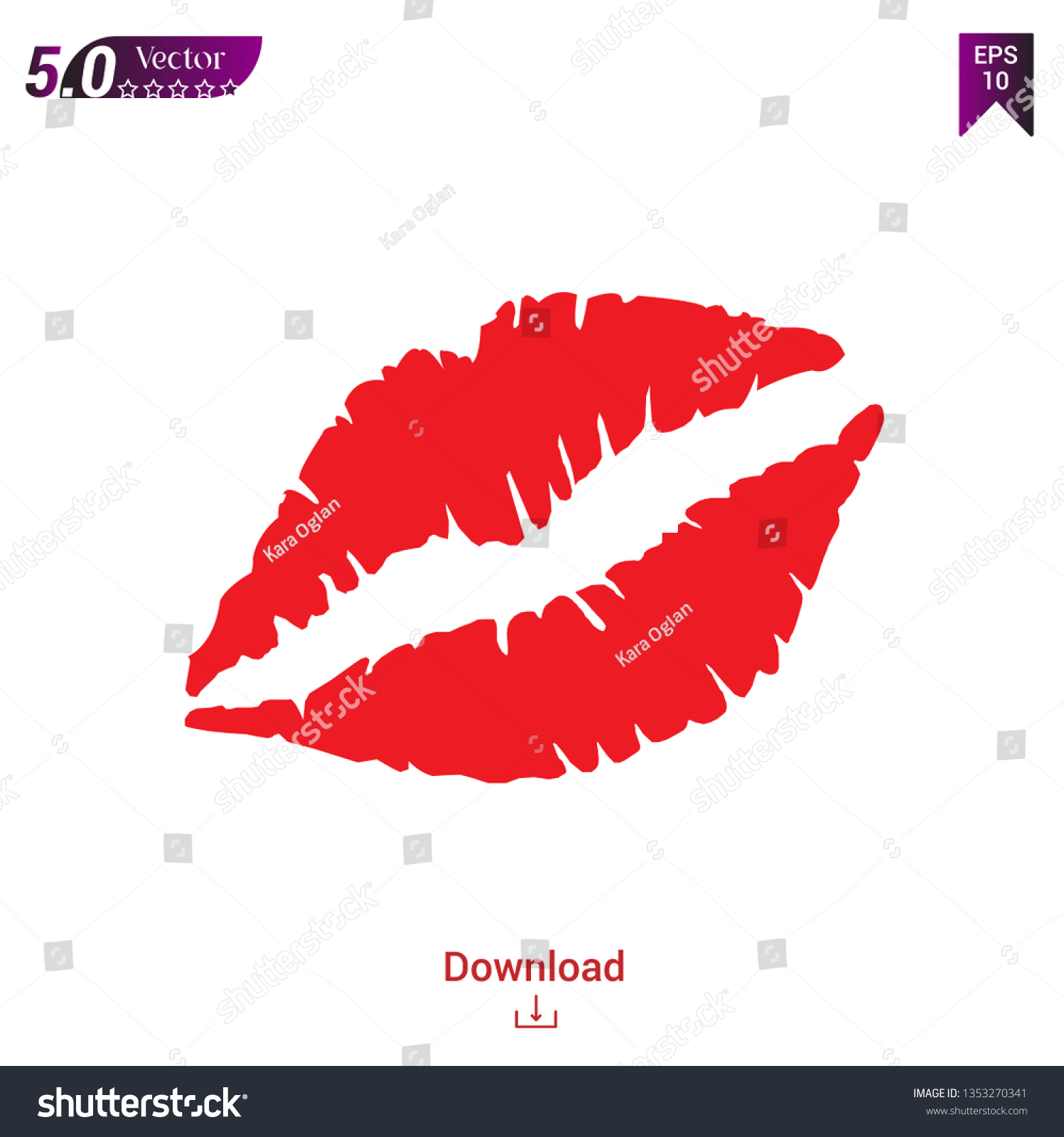 Vector Illustration Womans Girl Lipstick Kiss Stock Vector Royalty Free 1353270341 5080