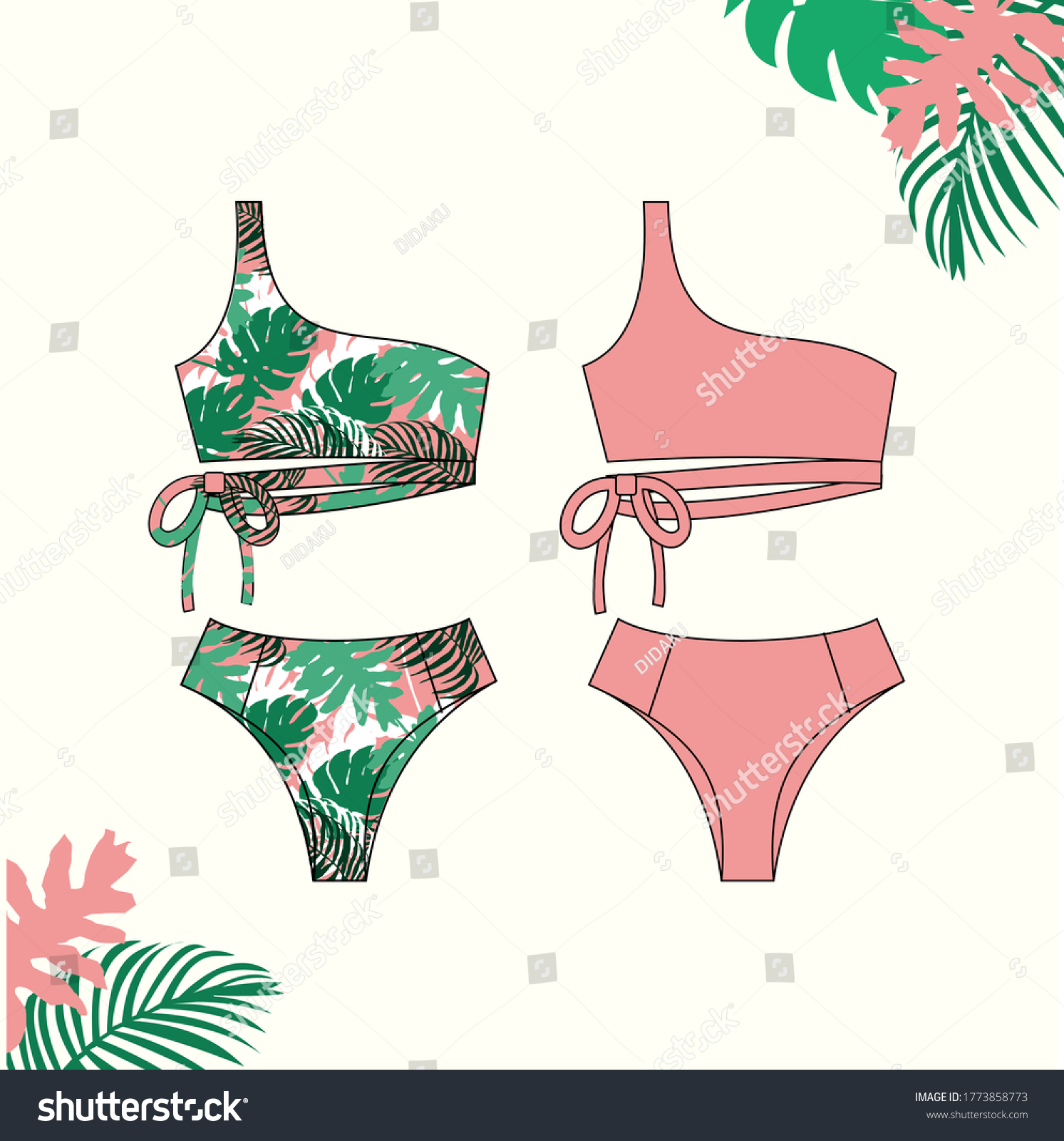 Vector Illustration Womens Bikinistylish Swimwear Design Stock Vector