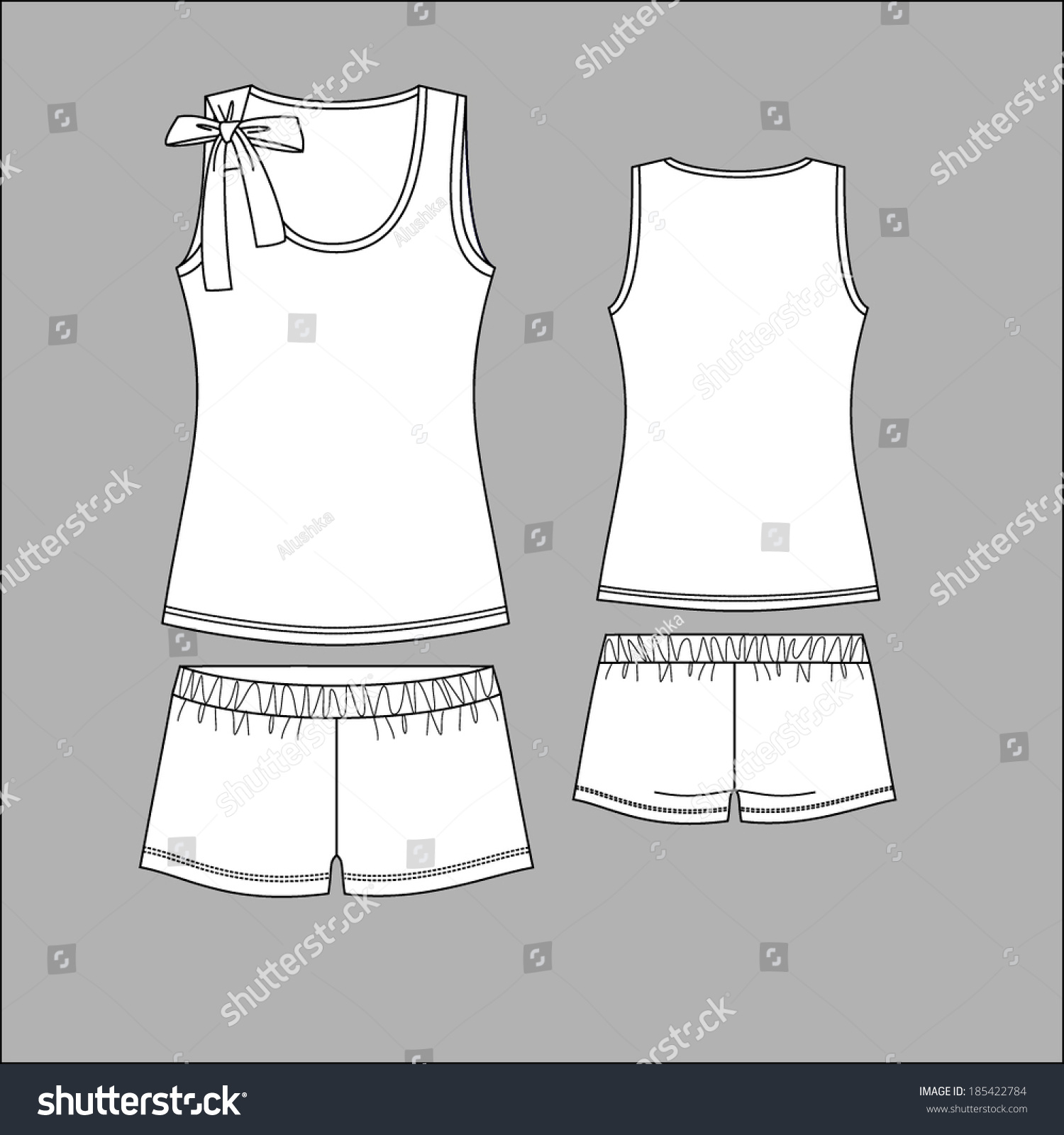Vector Illustration Womens Sleepwear Front Back Stock Vector 185422784 ...