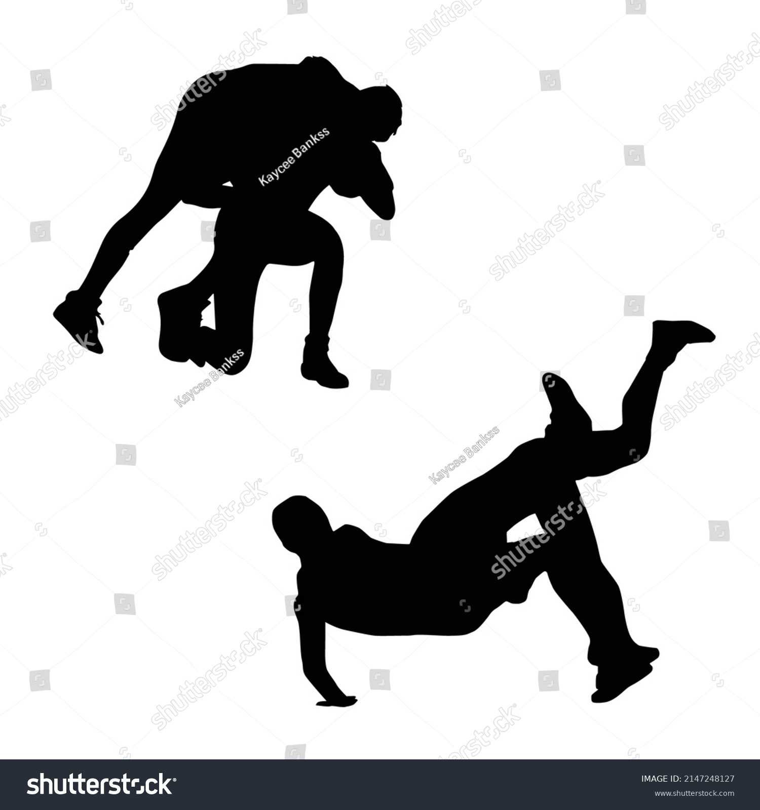 Vector Illustration Wrestling Silhouette Stock Vector (Royalty Free ...