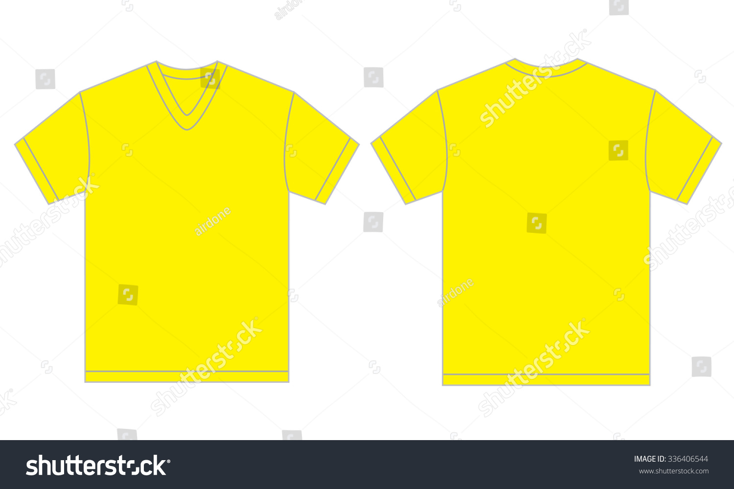 Vector Illustration Yellow Vneck Shirt Isolated Stock Vector (Royalty ...