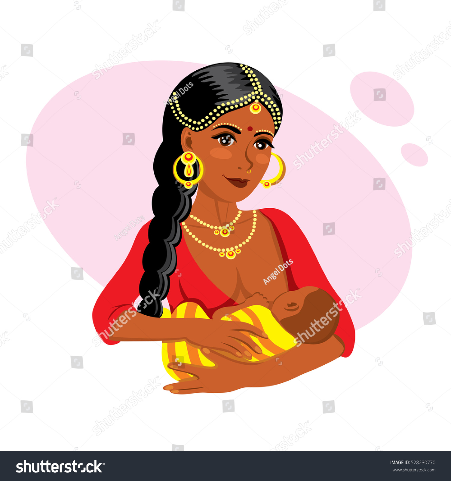 Download Vector Illustration Young Indian Mother Holding Stock ...