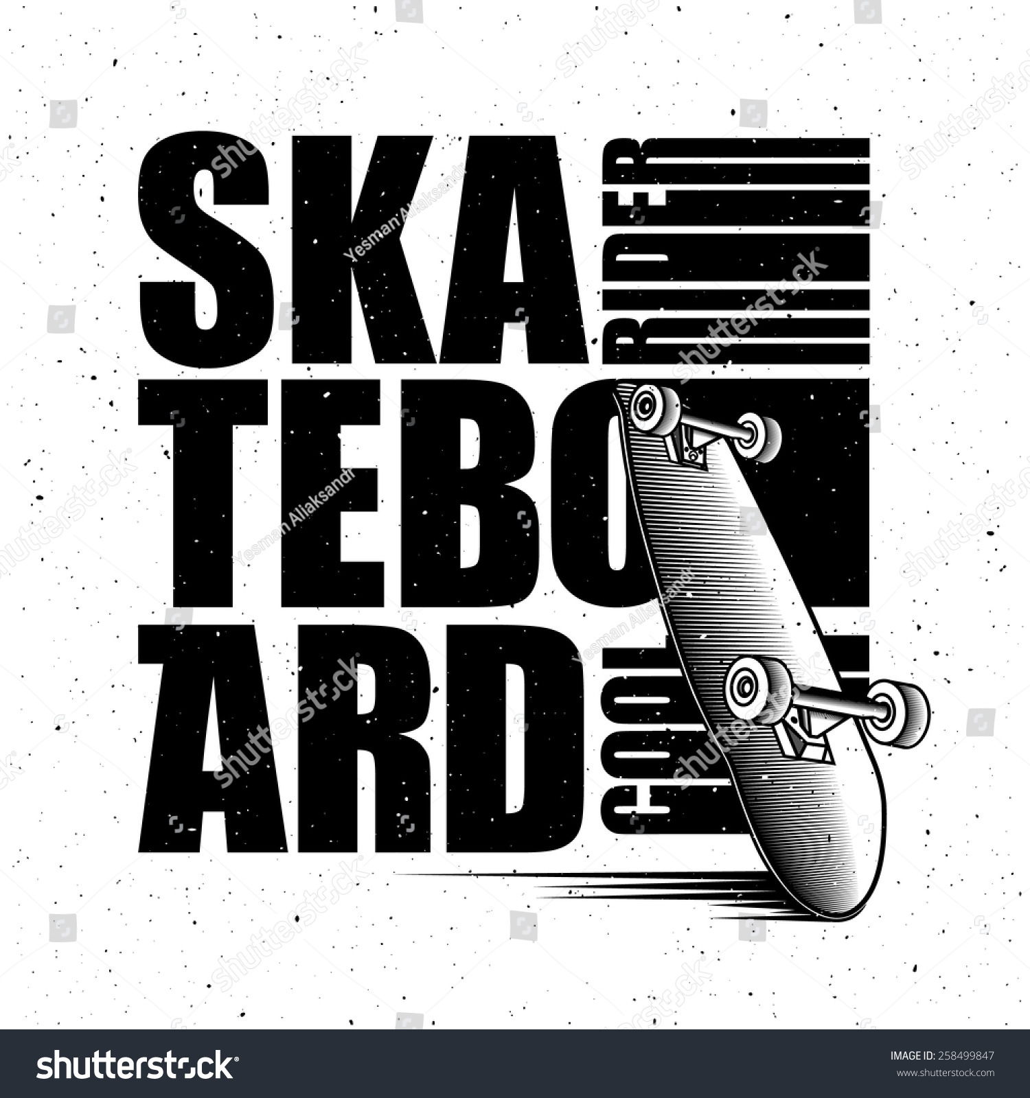 Vector Illustration On The Theme Of Skateboarding, Print, Skate ...