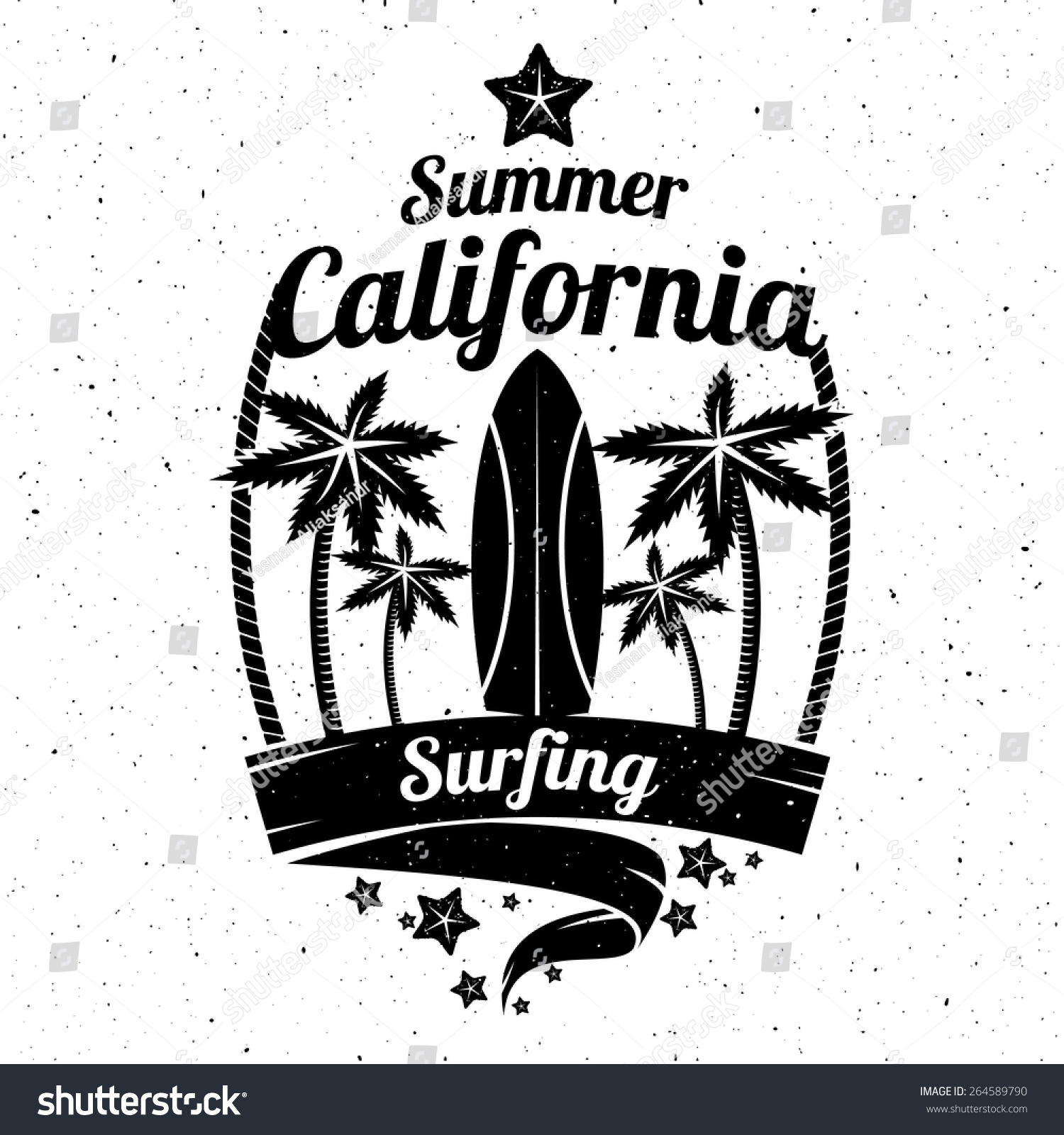 Vector Illustration On Theme Surfing California Stock Vector 264589790 ...