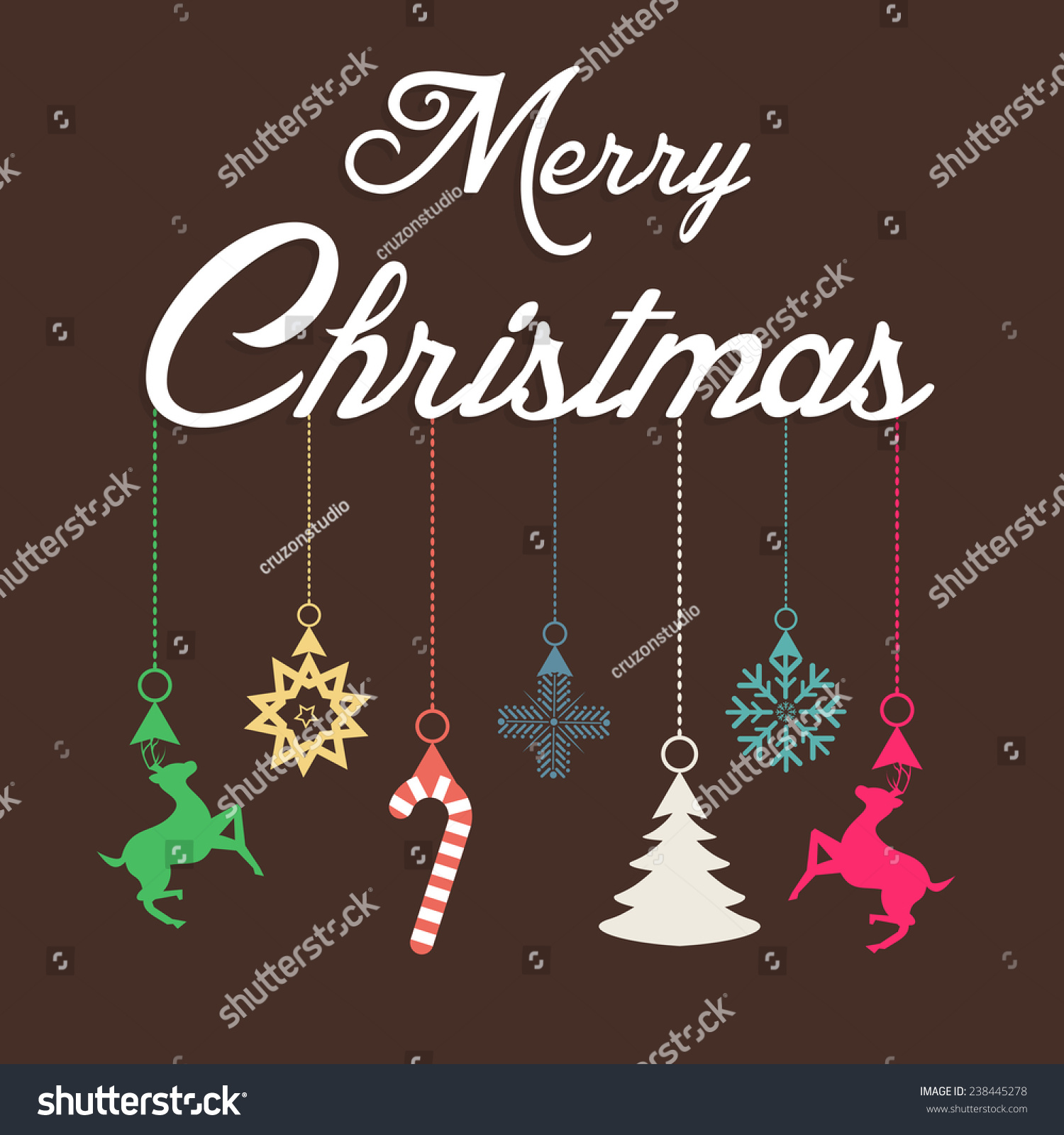 Vector Illustration Or Greeting Card For Merry Christmas. - 238445278 : Shutterstock