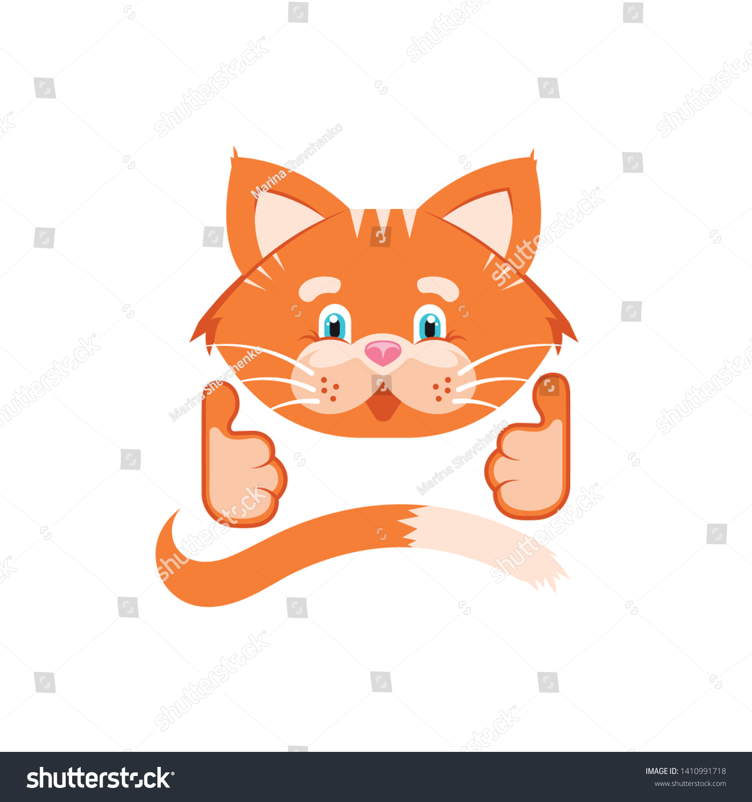 Vector Illustration Orange Cat White Background Stock Vector Royalty Free