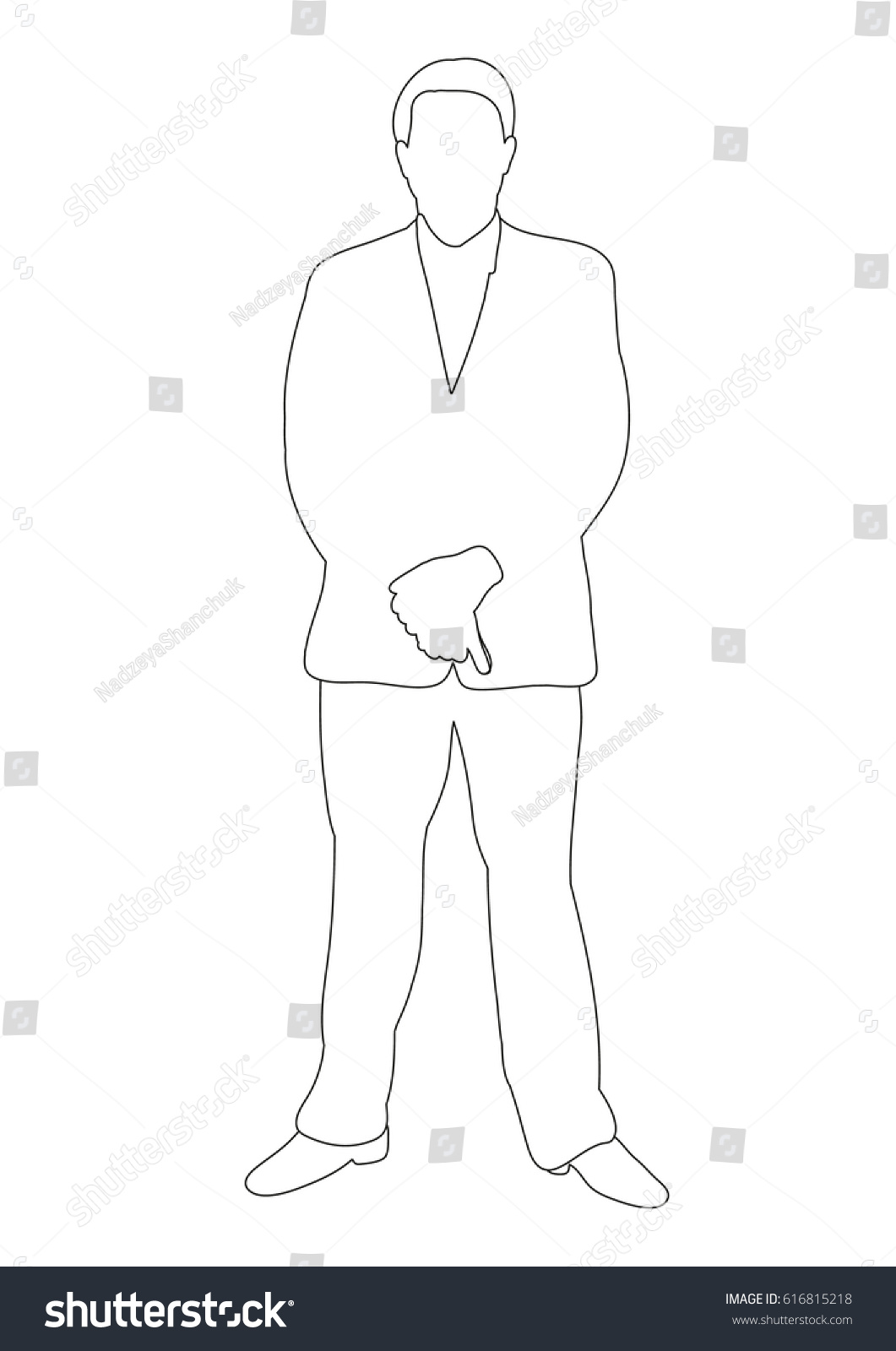 Vector Illustration Outlines Man Standing Sketch Stock Vector Royalty Stock Vector Vector Illustration Outlines Man Standing Sketch 616815218