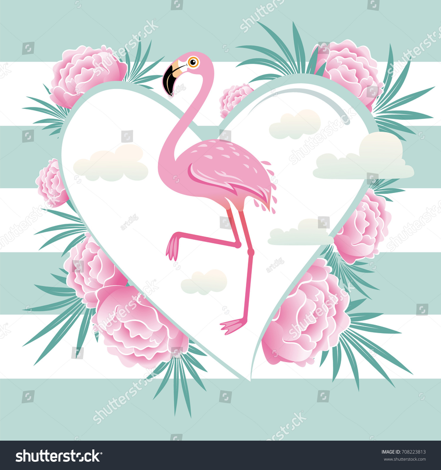 Vector Illustration Pink Flamingo Cool Flamingo Stock Vector Royalty Free