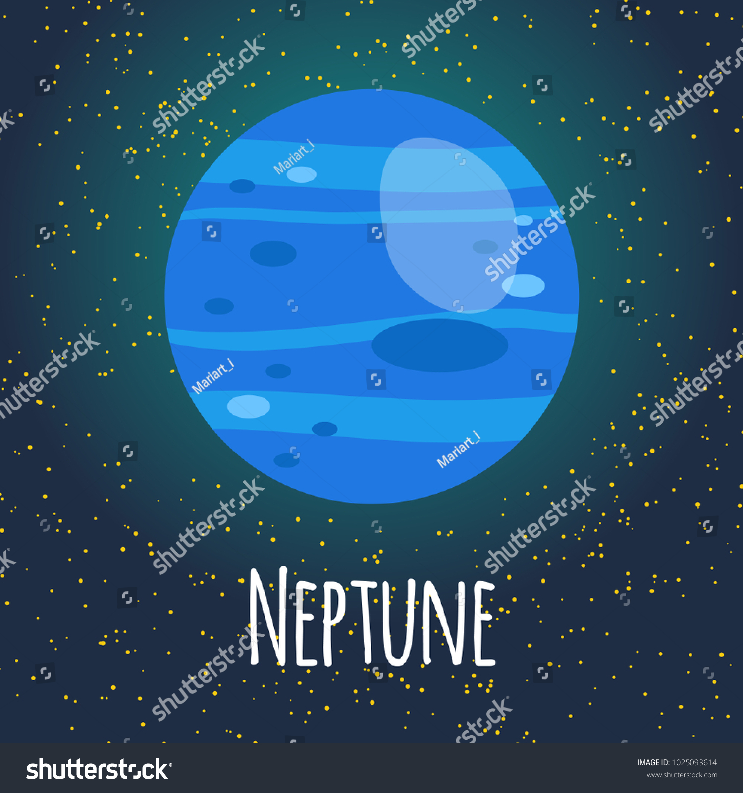 Vector Illustration Planet Neptune Flat Cartoon Stock Vector (Royalty ...