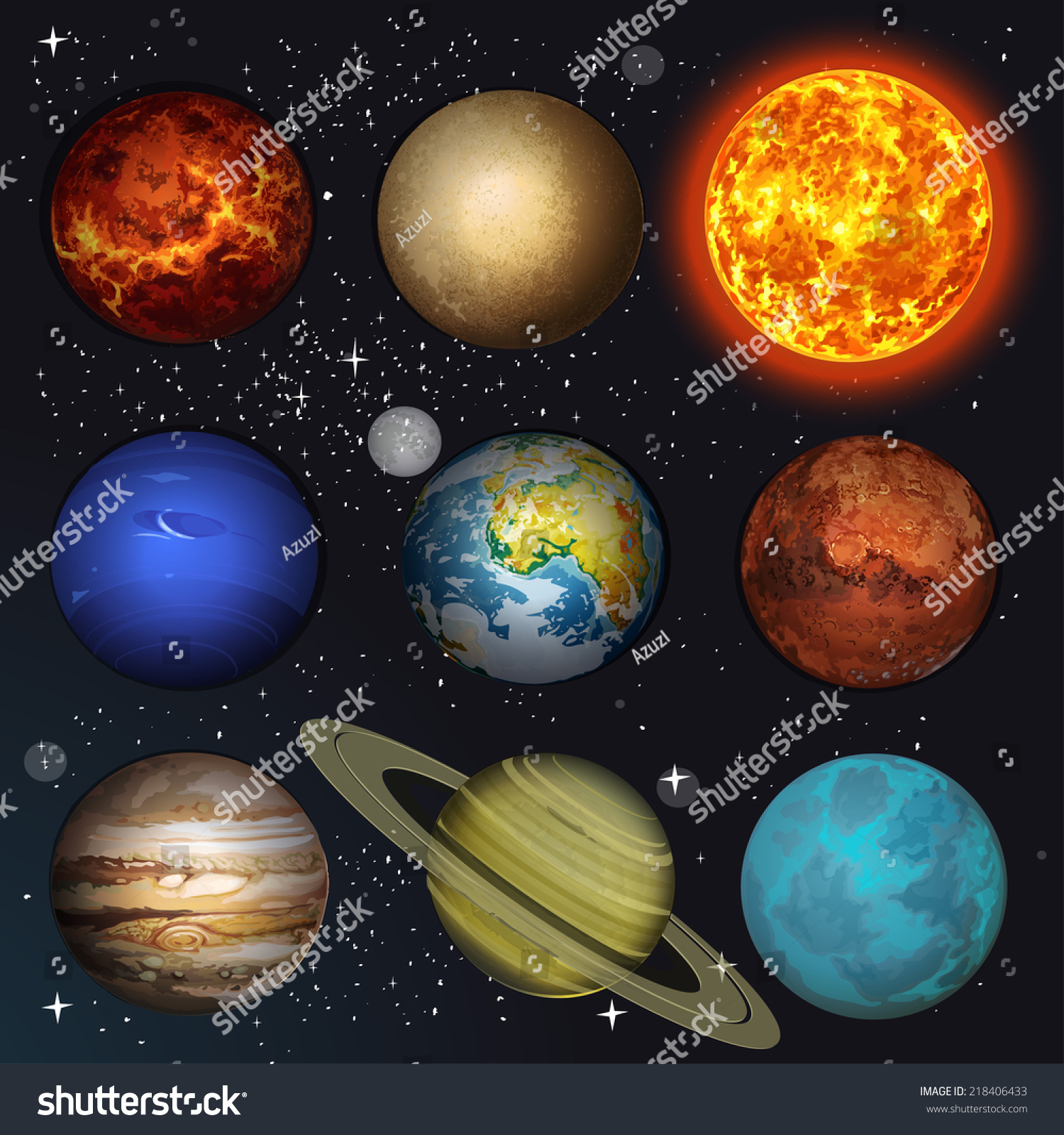 Vector Illustration Planets Solar System Sun Stock Vector 218406433 ...