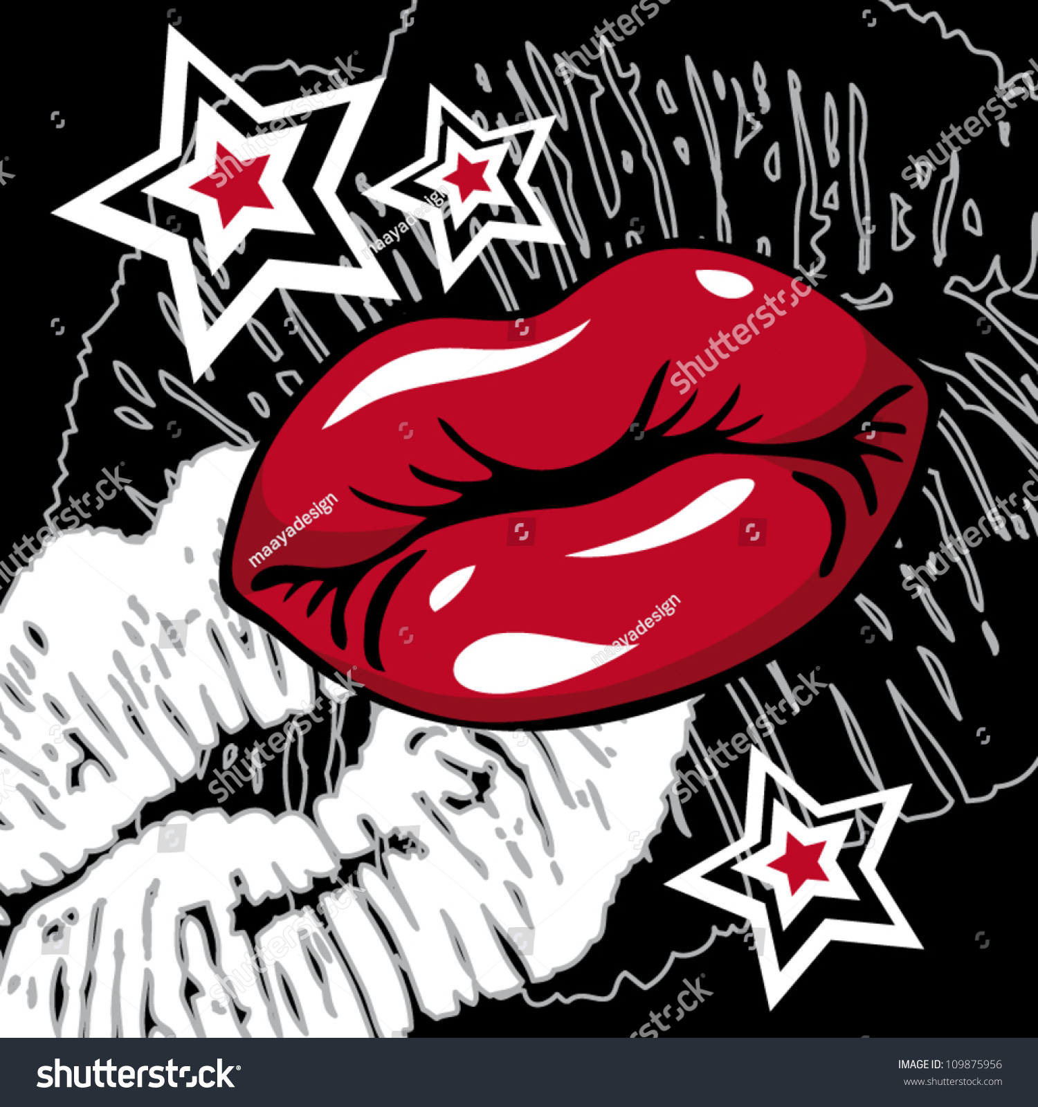 Vector Illustration Red Pop Art Kiss Stock Vector Royalty Free