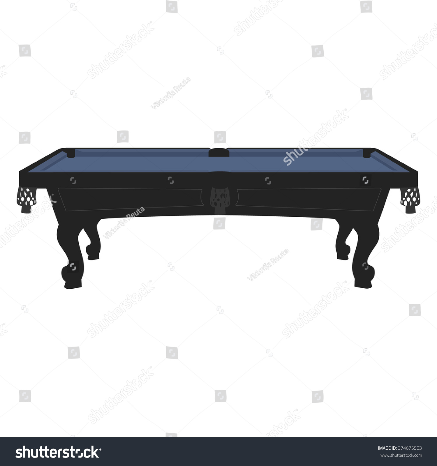 SVG of Vector illustration retro, vintage pool table with blue cloth. Empty billiard table svg