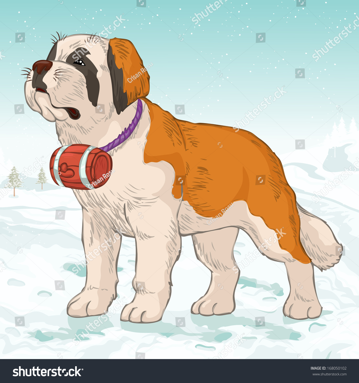 Saint Bernard Rescue Dog Cartoon