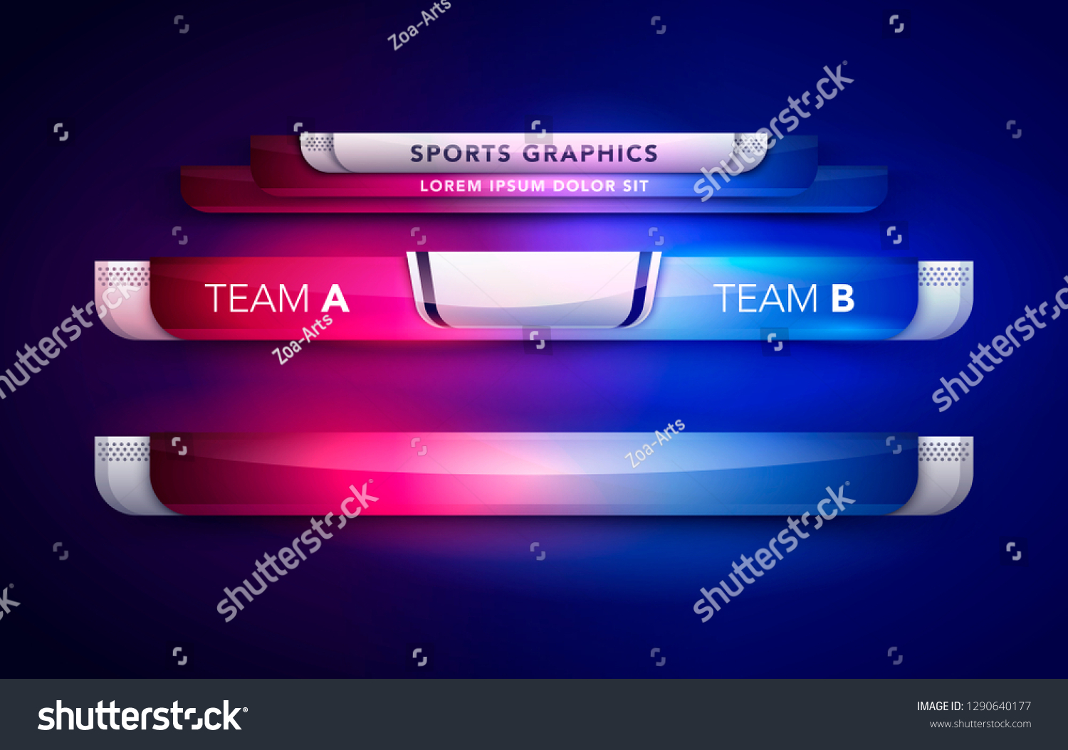 Vector Illustration Scoreboard Team Vs Team Stock Vector (Royalty Free ...