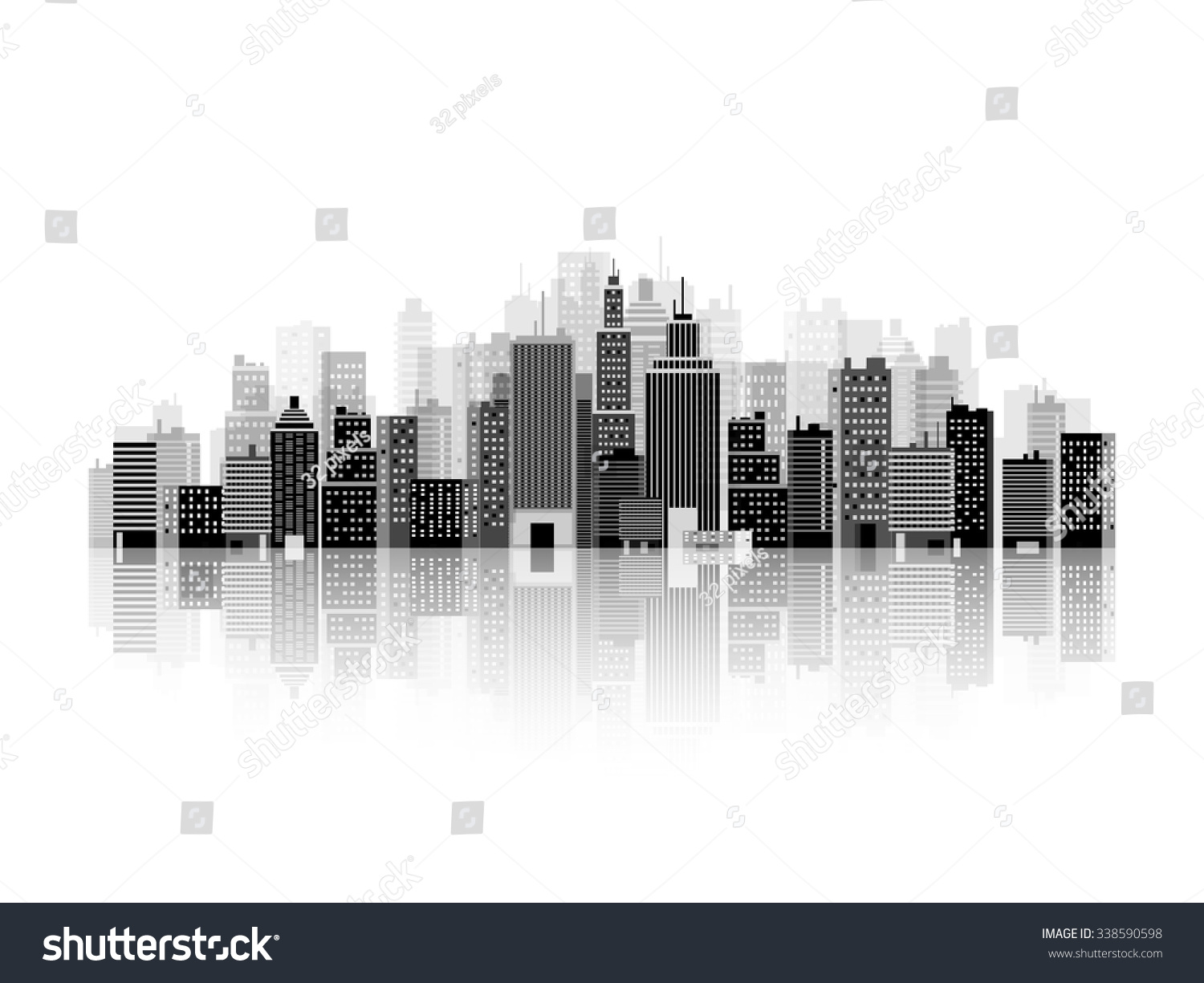 Vector Illustration. Set Of City Silhouettes. Cityscape. Town Skyline 