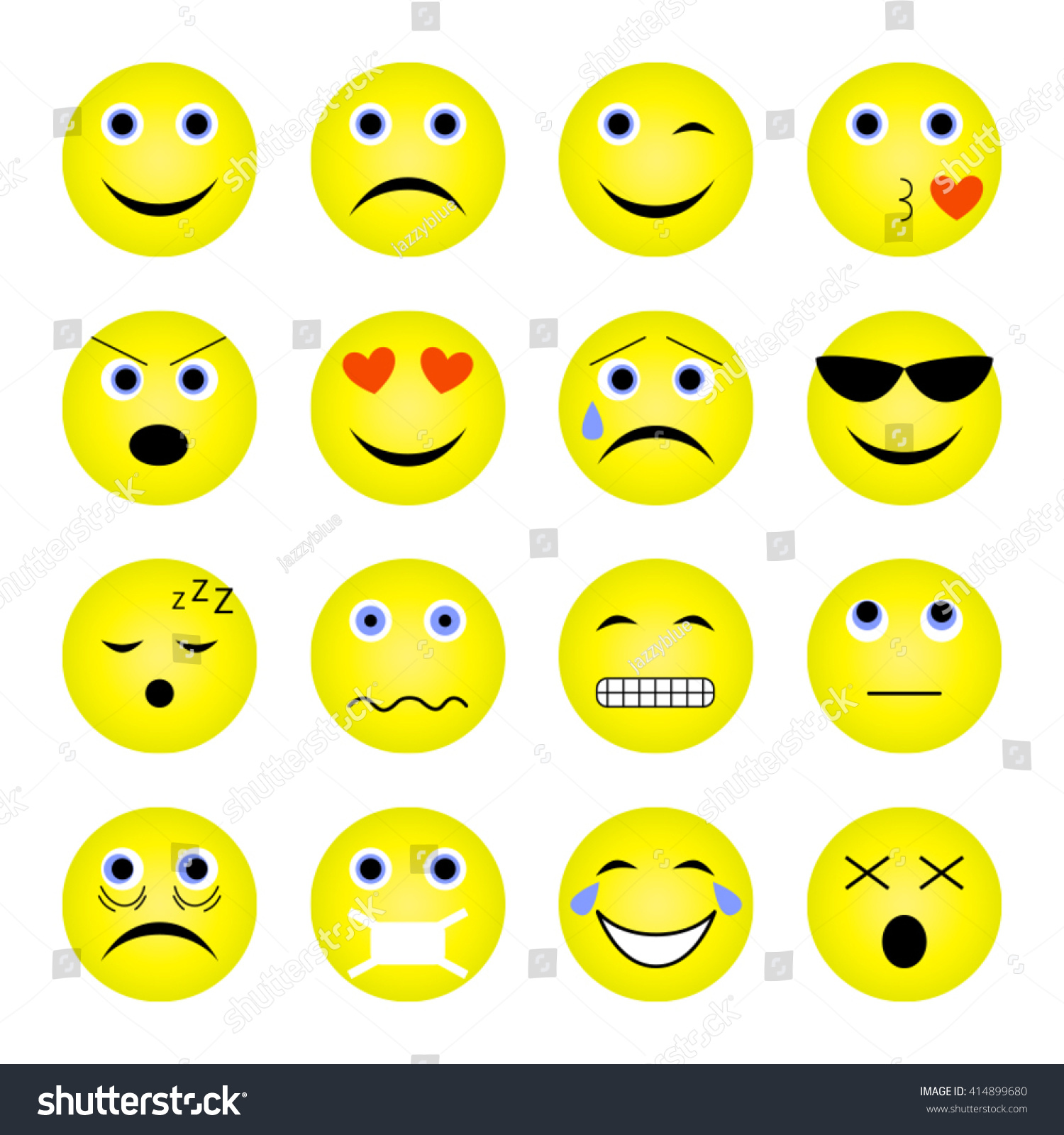 Vector Illustration Set Of Emoticons - 414899680 : Shutterstock