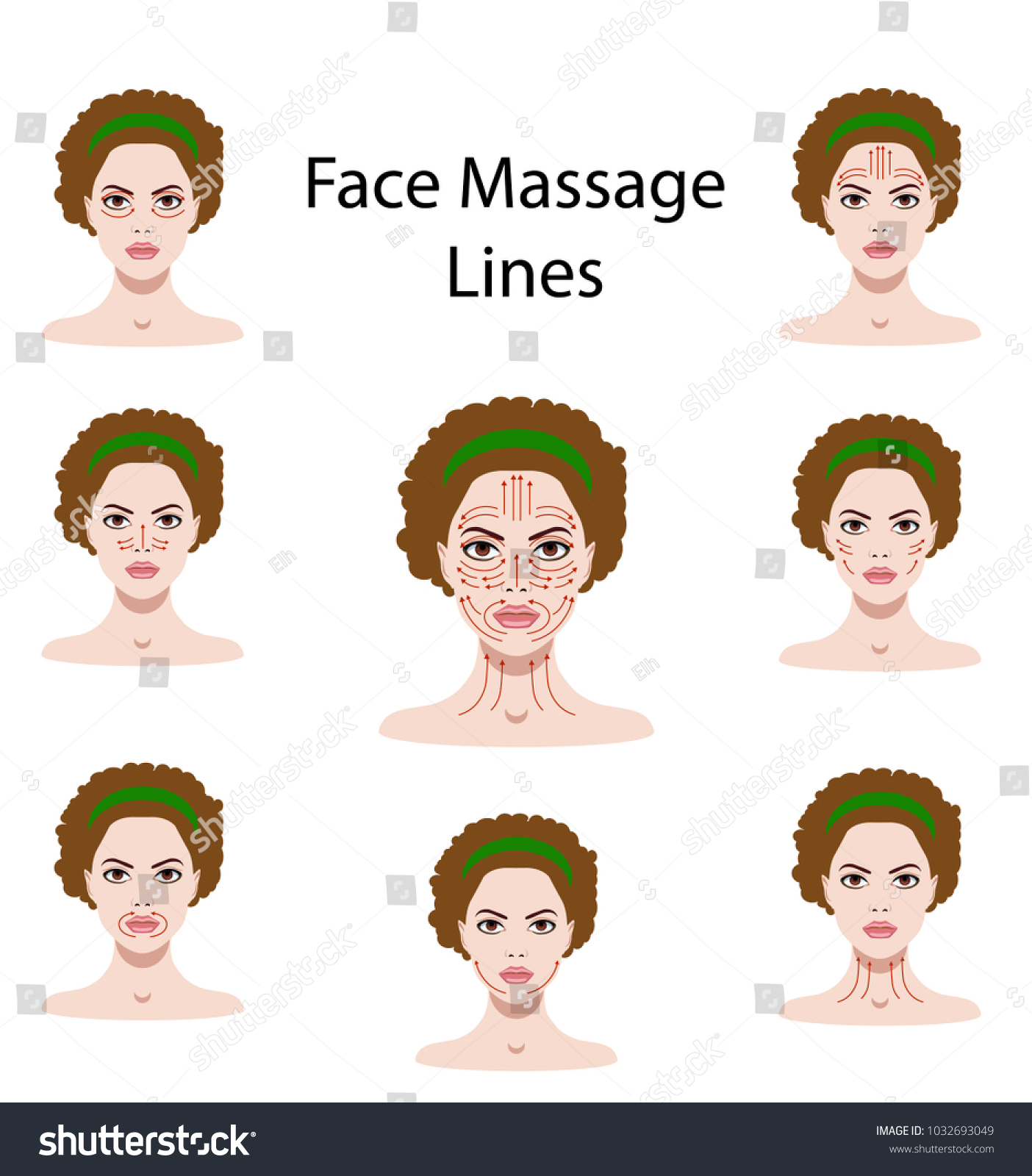 Vector Illustration Set Face Massage Instructions Stock Vector (Royalty ...