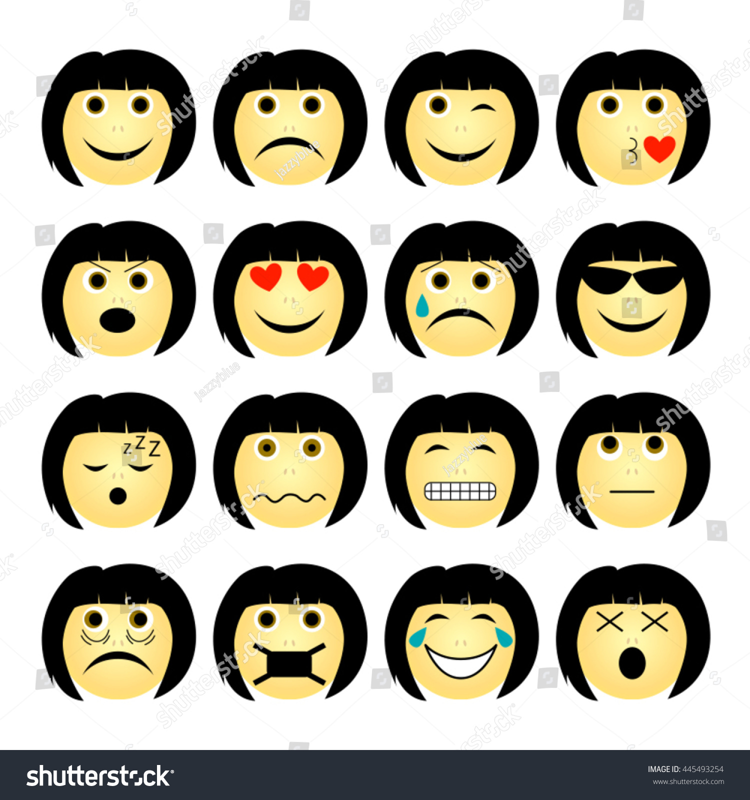 Vector Illustration Set Of People Emoticons Isolated On White ...
