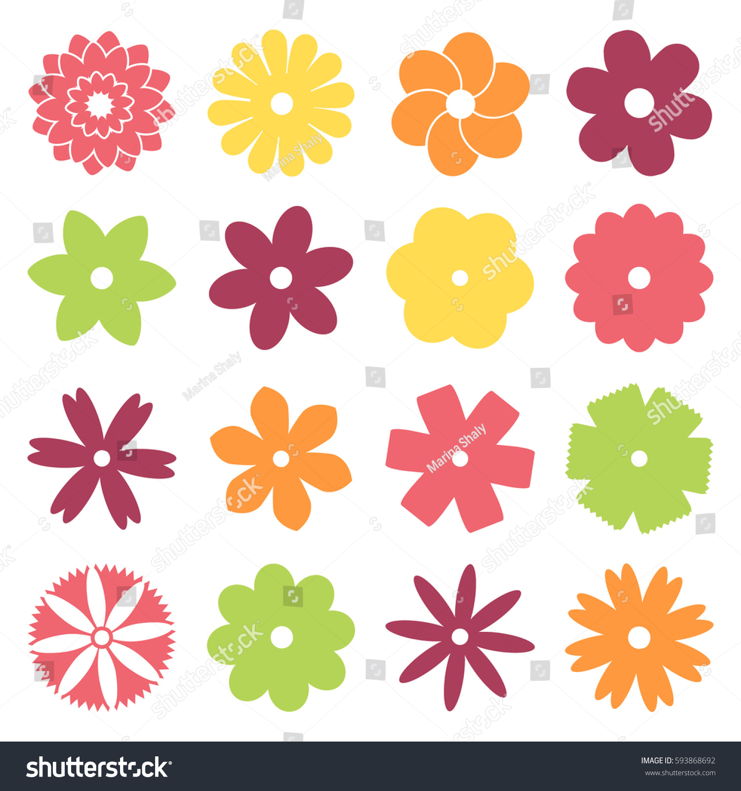 Vector Illustration Set Simple Flowers Seamless Stock Vector (Royalty ...