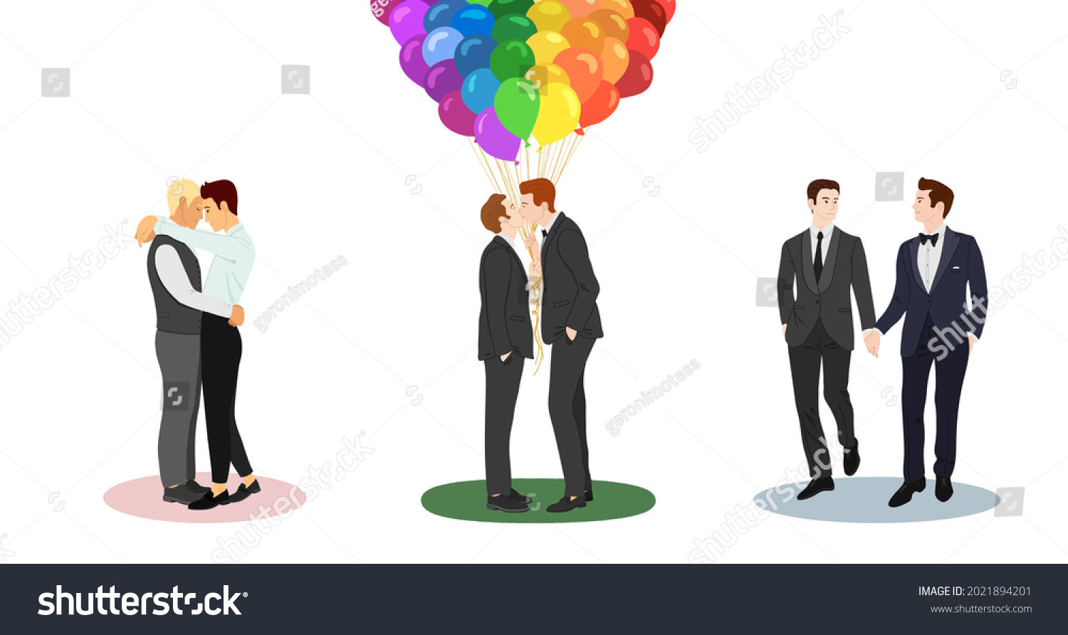 Vector Illustration Set Three Gay White Stock Vector Royalty Free