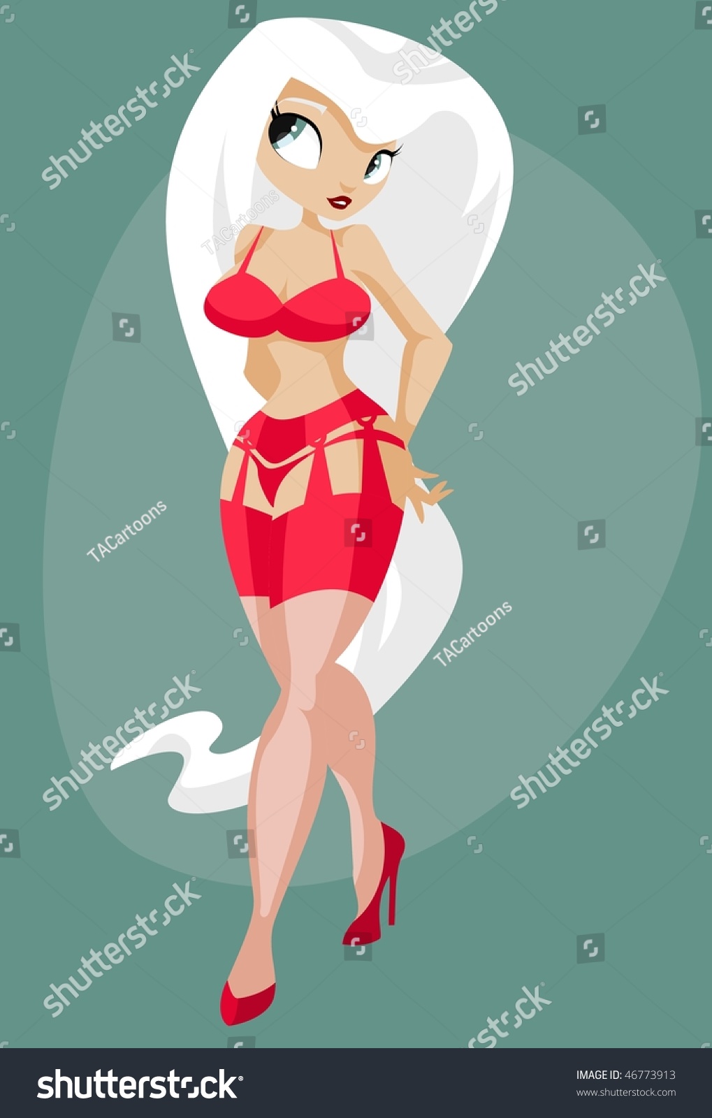 Vector Illustration Sexy Girl Red Lingerie Stock Vector Royalty Free
