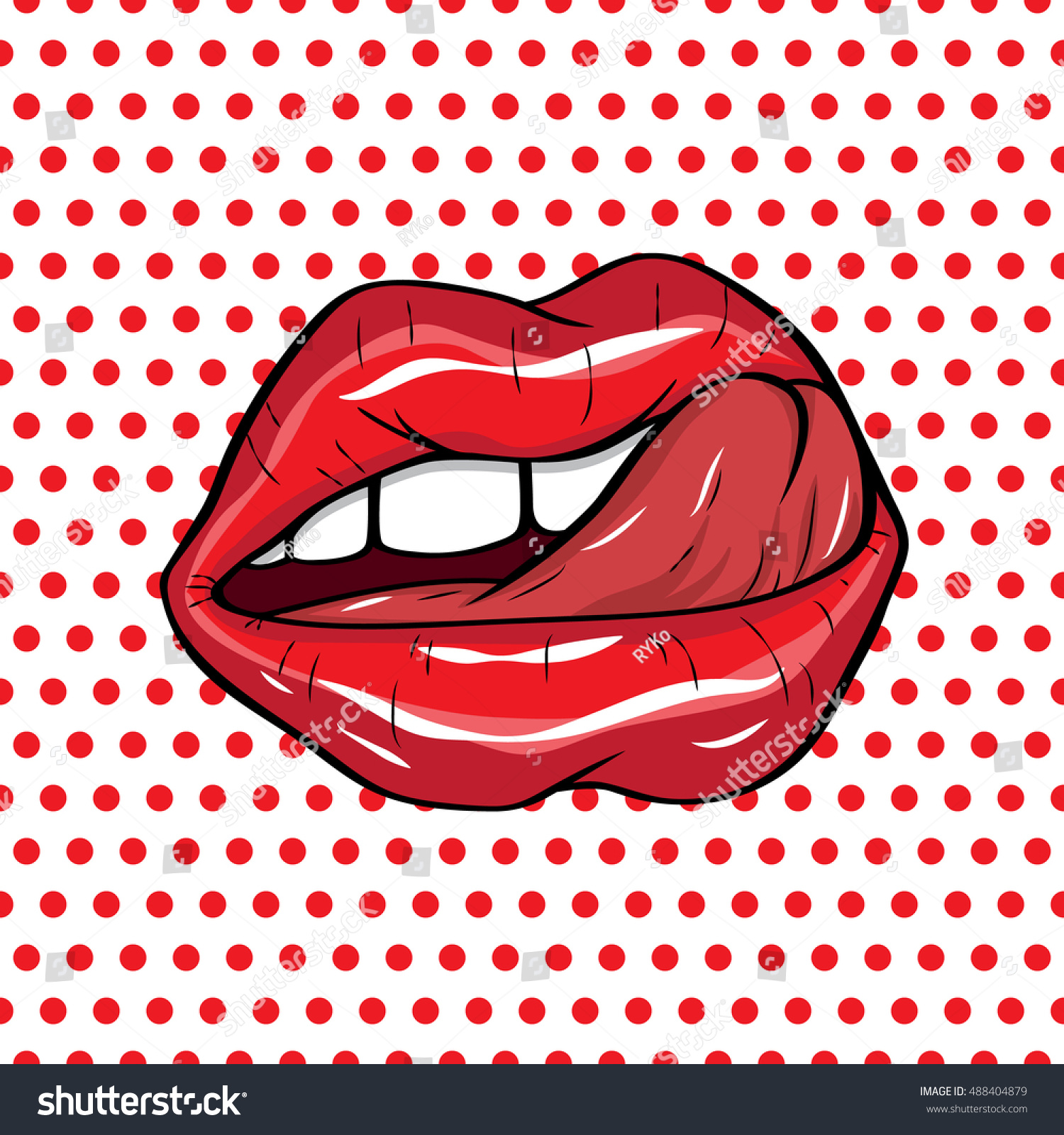 Vector Illustration Sexy Red Lips Tongue Stock Vector 488404879 ...