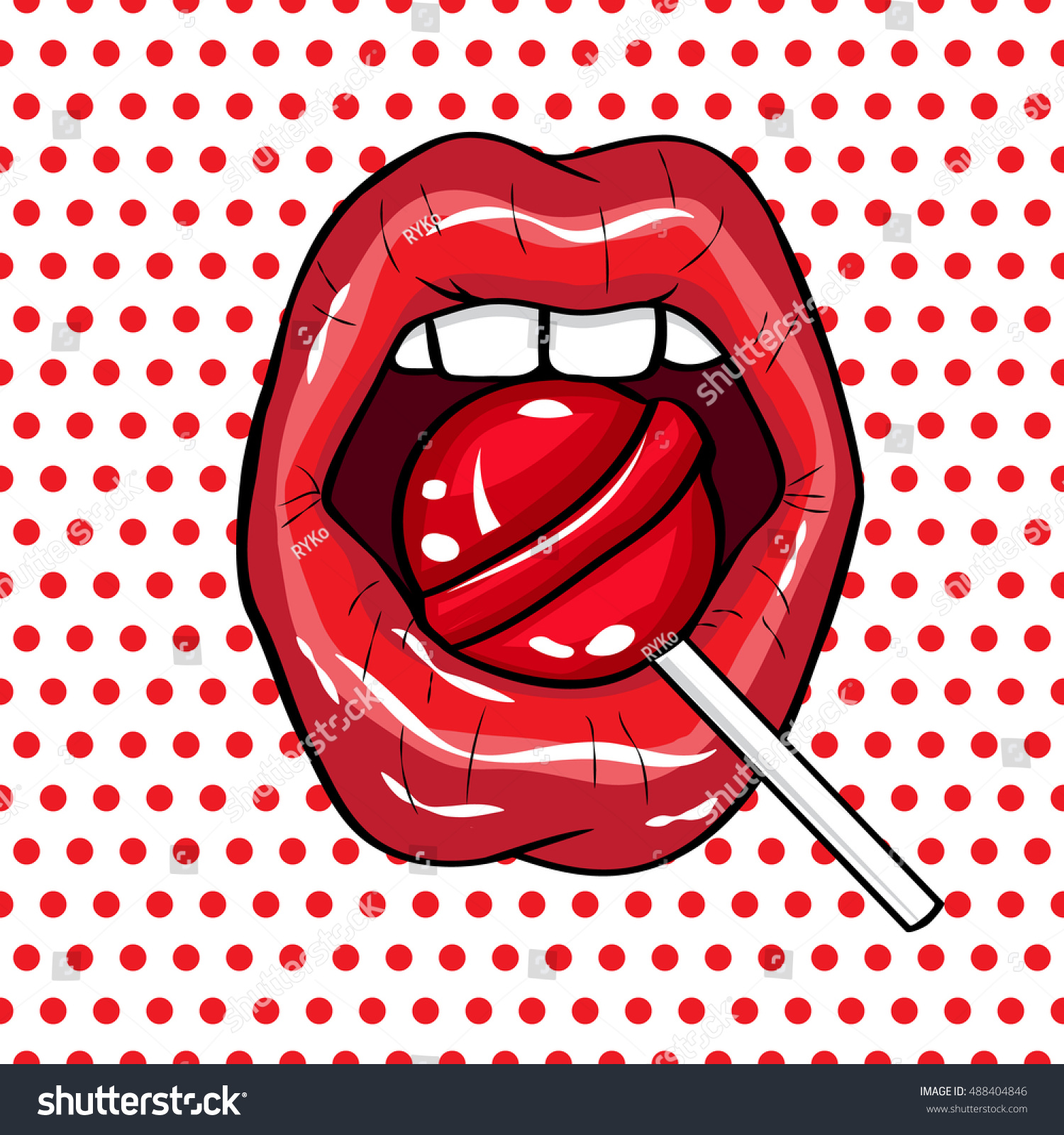 Vector Illustration Sexy Red Lips On Stock Vector (Royalty Free) 488404846