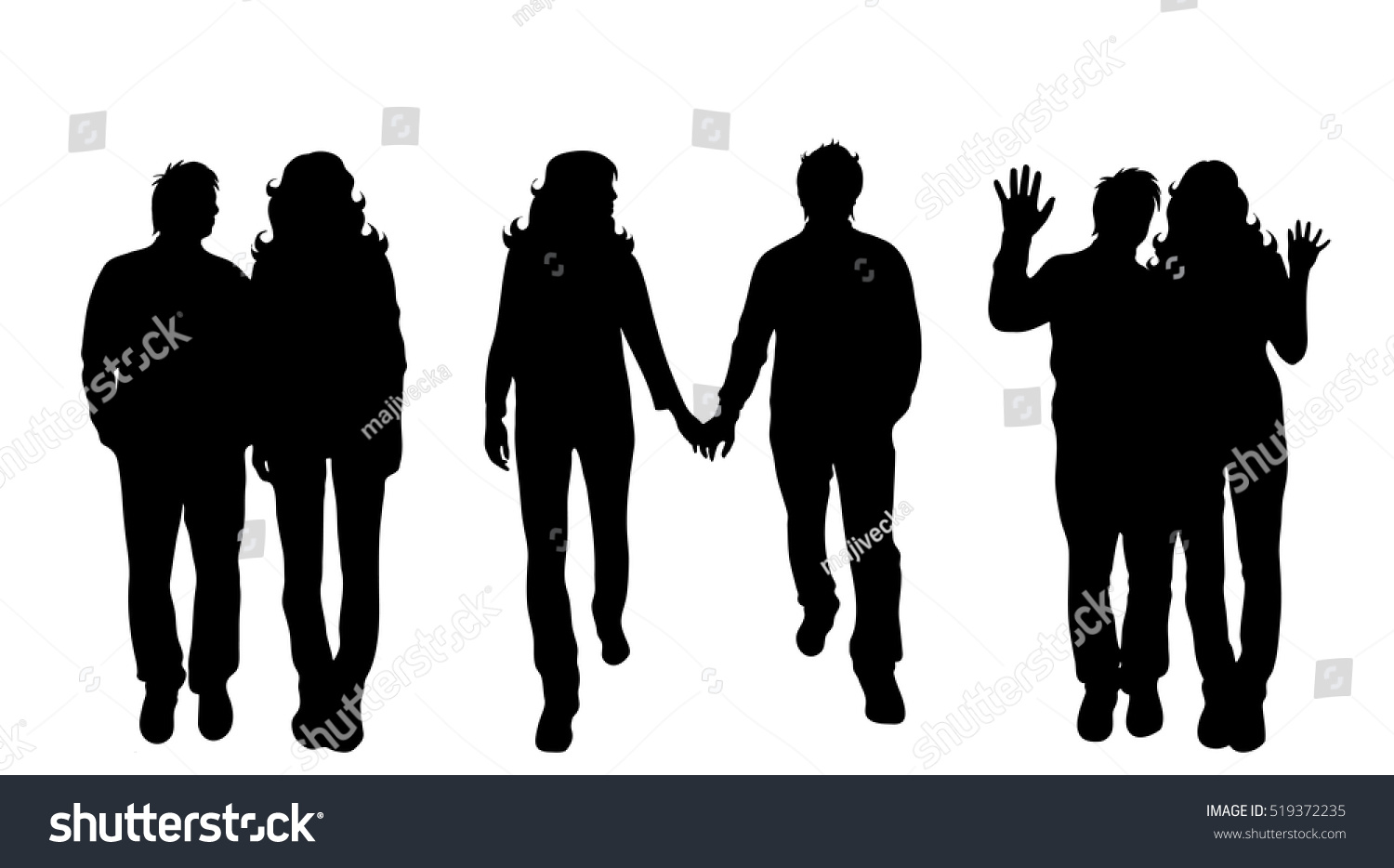 Vector Illustration Silhouettes Of Couple On White Background ...