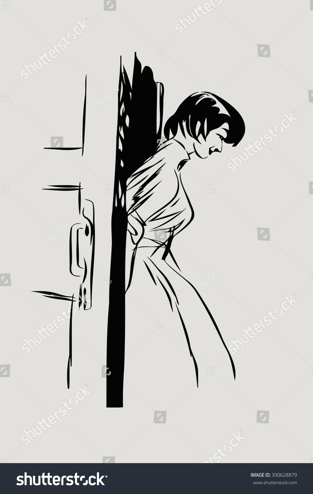 Vector Illustration Sketch Girl Standing Open Stock Vector Royalty Free