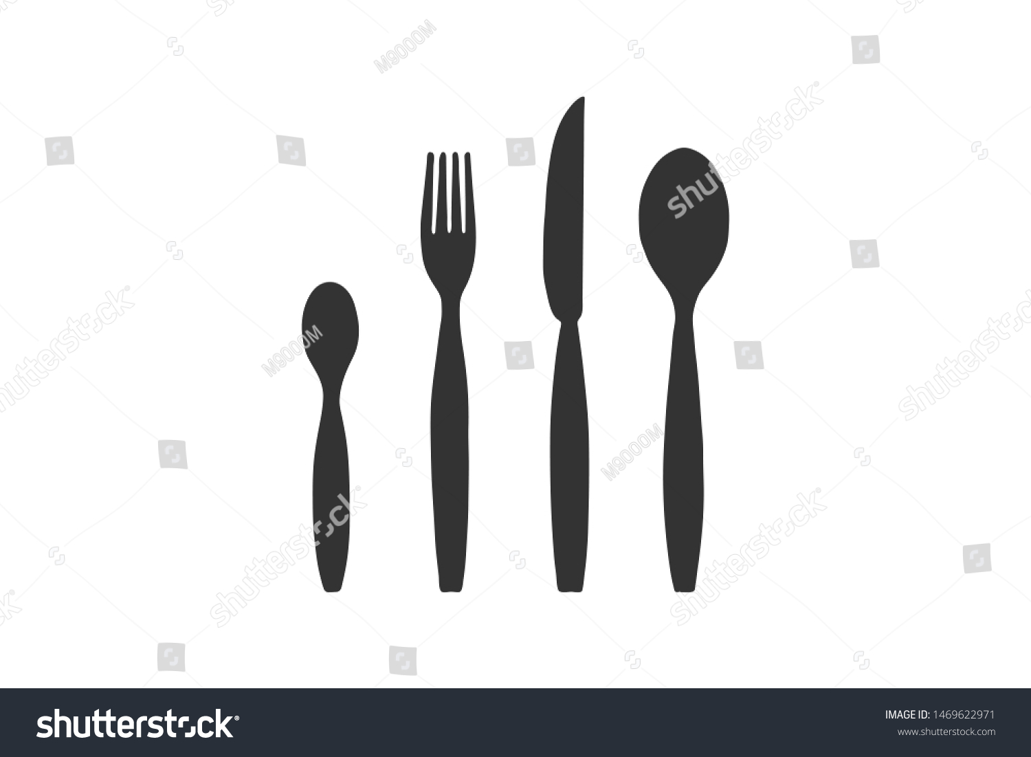 Vector Illustration Small Spoon Fork Knife Stock Vector Royalty Free