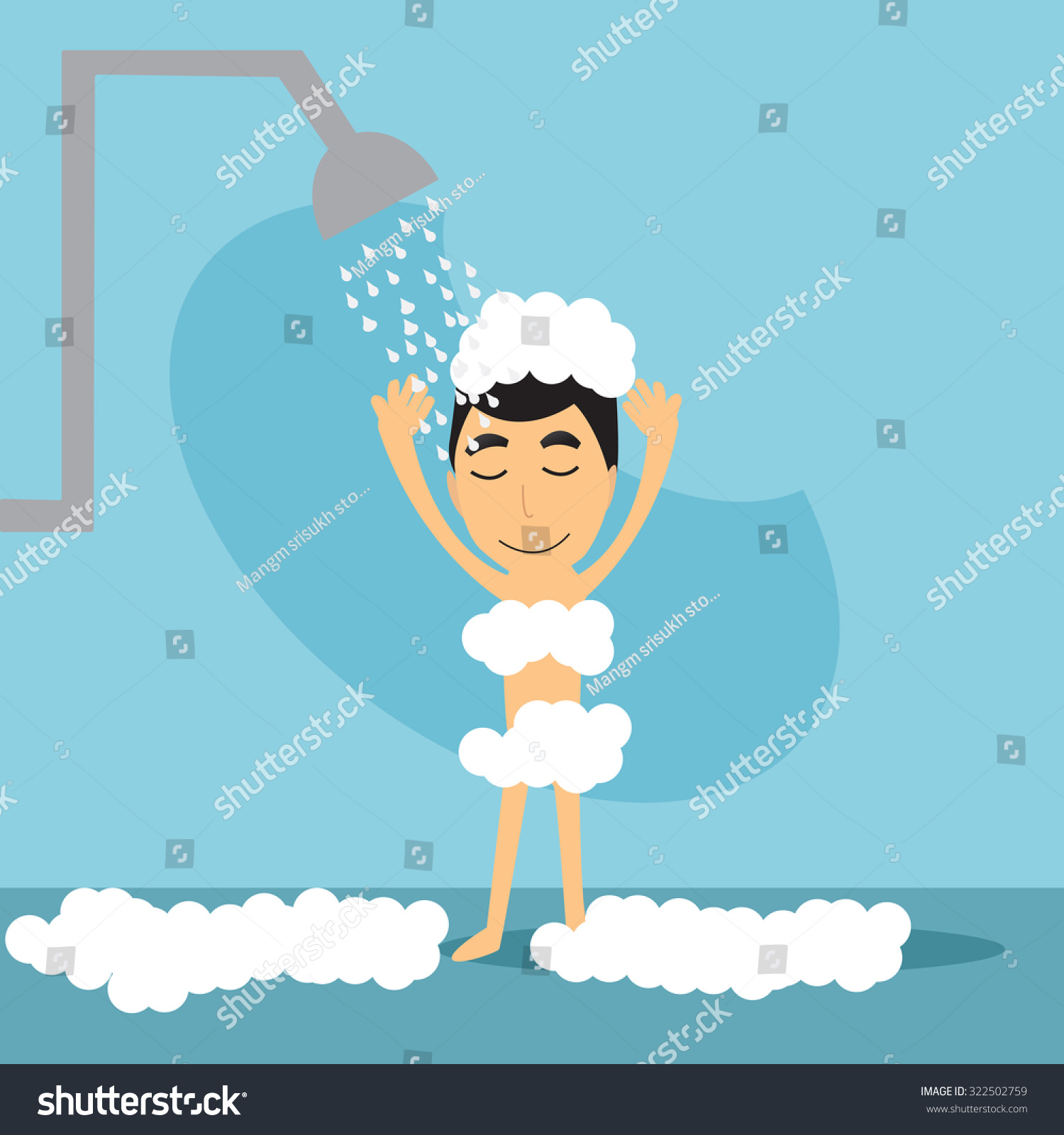Vector Illustration. Take Shower Happy. - 322502759 : Shutterstock
