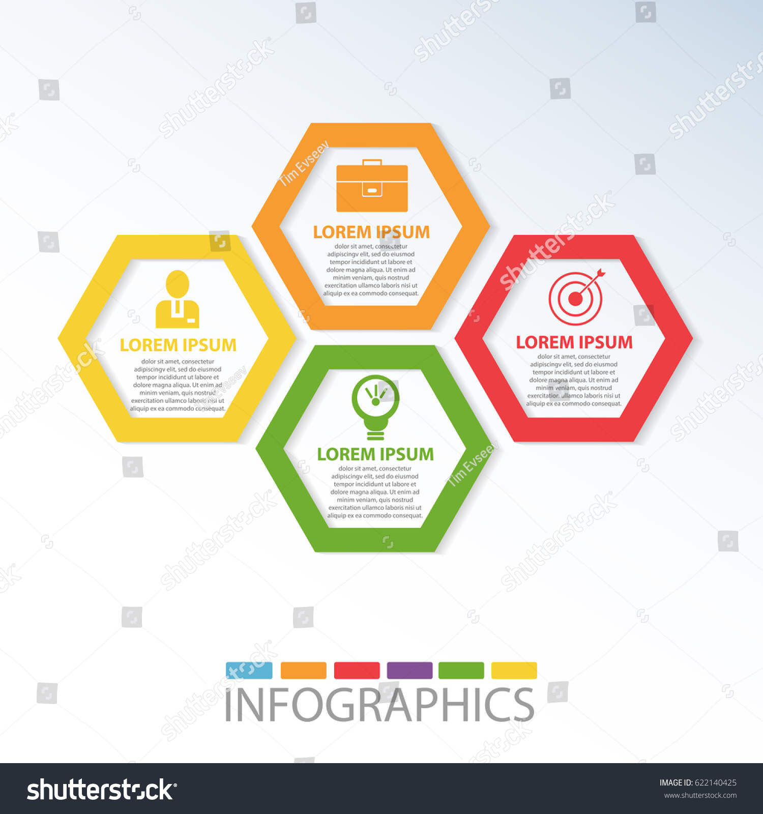 Vector Illustration Template 4 Colored Geometric Stock Vector 622140425 ...